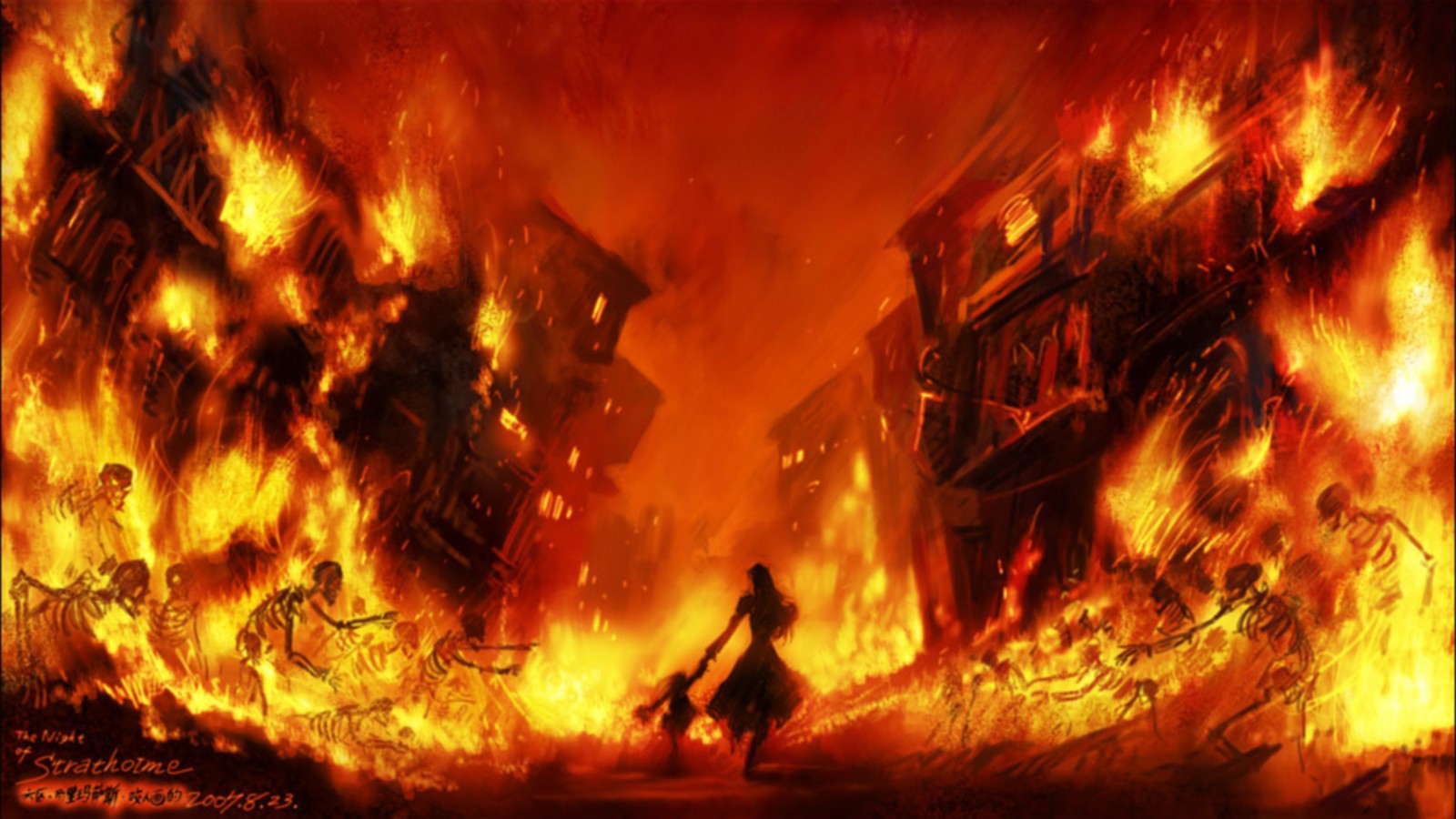 World Of Warcraft Fire Fantasy Art Stratholme Wallpaper - World Of Warcraft Fire , HD Wallpaper & Backgrounds