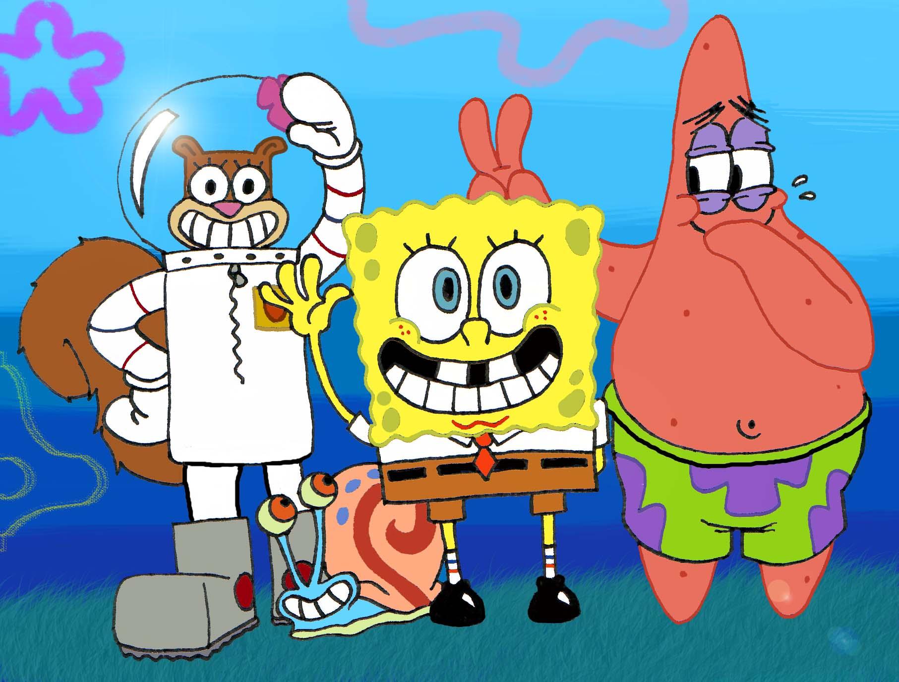 Spongebob Squarepants Characters - Spongebob And Patrick And Sandy , HD Wallpaper & Backgrounds