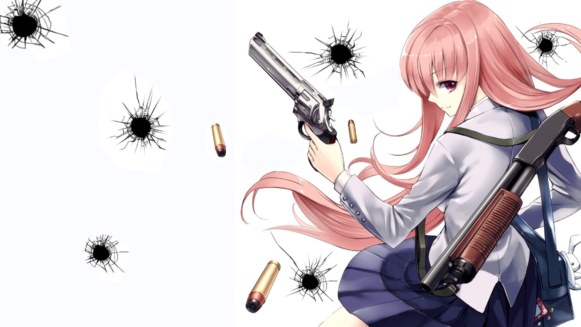 Anime Girl With Gun Wallpaper - Anime Girl With Pistol , HD Wallpaper & Backgrounds
