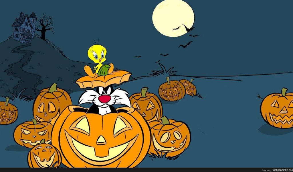 Tweety Bird Halloween Wallpaper - Halloween Tweety And Sylvester , HD Wallpaper & Backgrounds