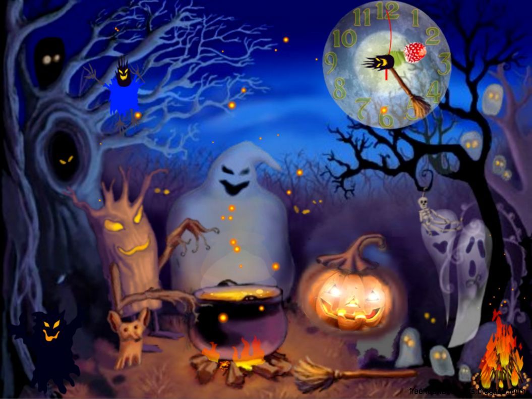 Free Wallpapers For Halloween Group - Moving Halloween Desktop Backgrounds , HD Wallpaper & Backgrounds