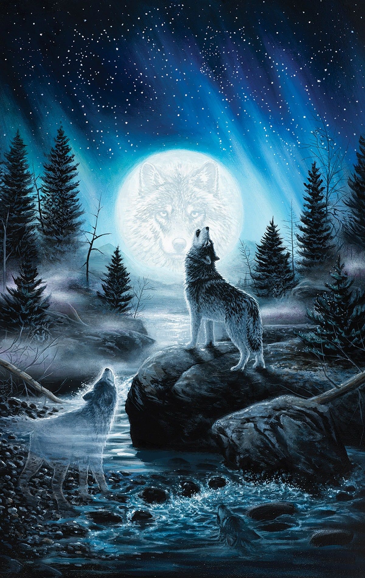 Howling Wolf Wallpaper Iphone - Wolf Howling At The Moon Art , HD Wallpaper & Backgrounds