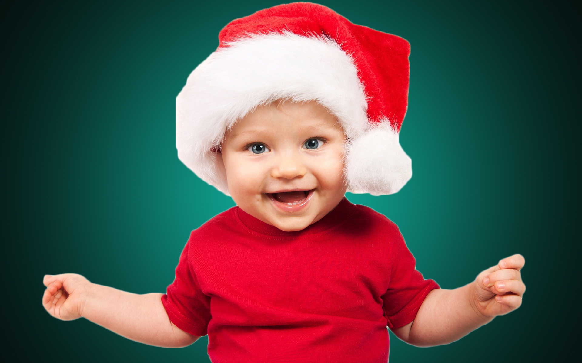 Cute Baby In Santa Hat , HD Wallpaper & Backgrounds