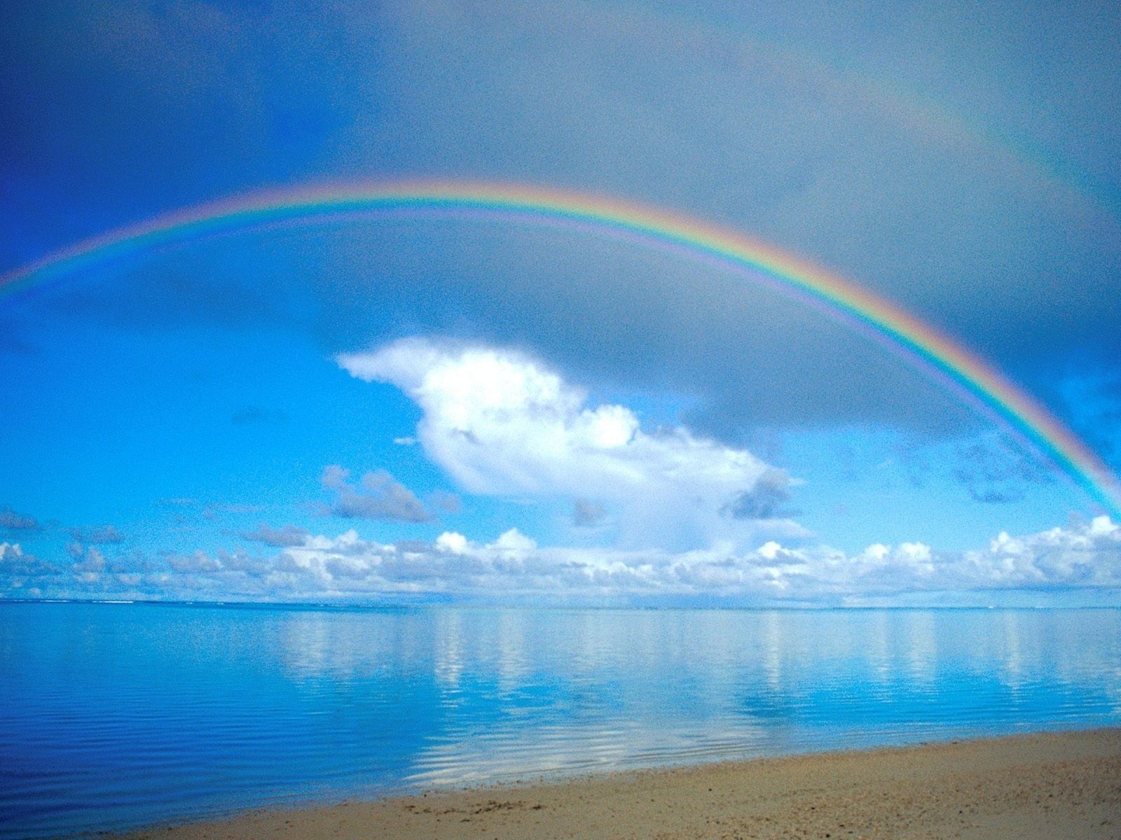 Download Wallpaper Beautiful Rainbow Over The Blue - Nature Rainbow Background Hd , HD Wallpaper & Backgrounds