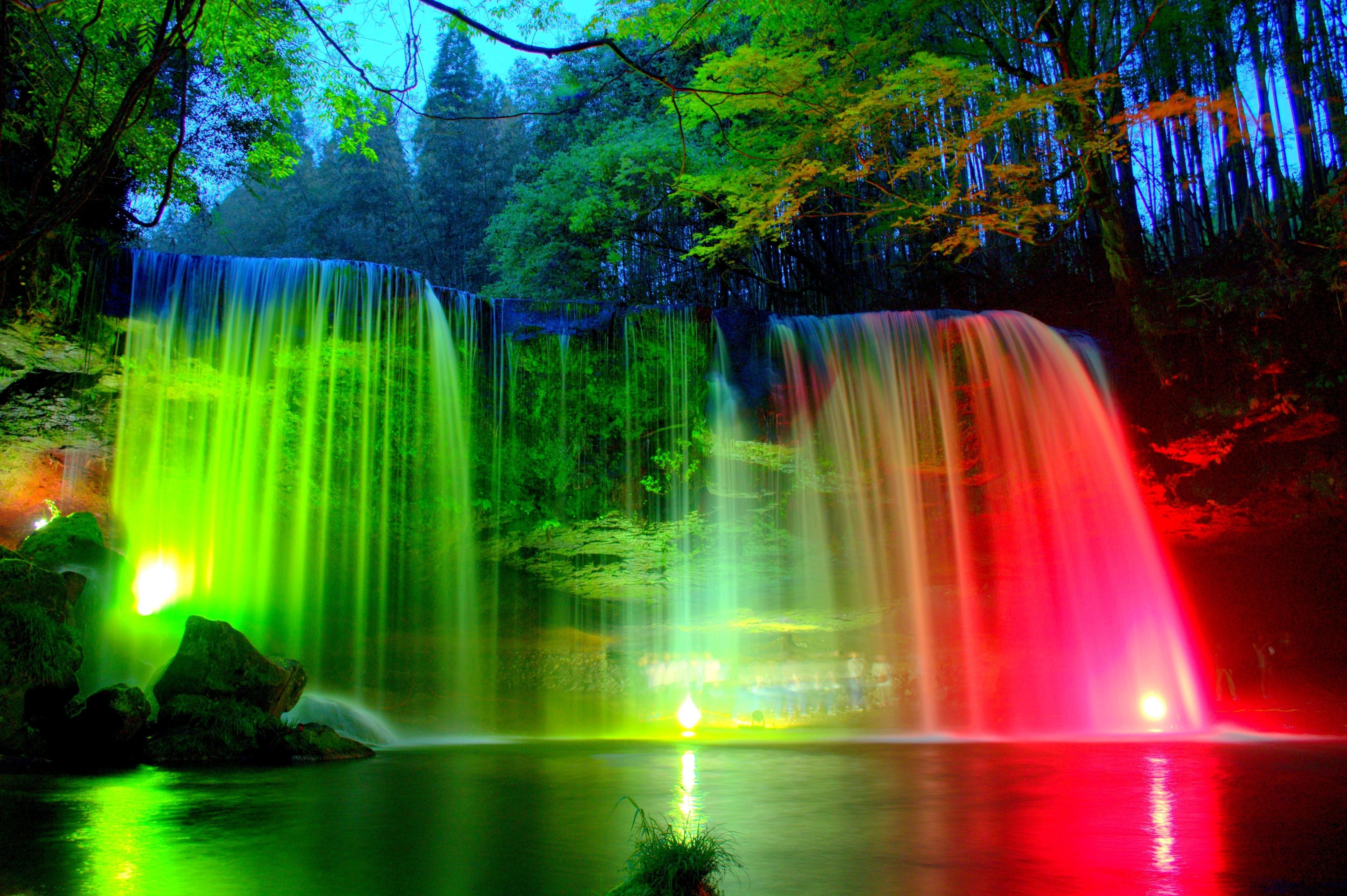 Waterfall And Rainbow Wallpapers Full Hd For Iphone - Colorful Waterfalls , HD Wallpaper & Backgrounds