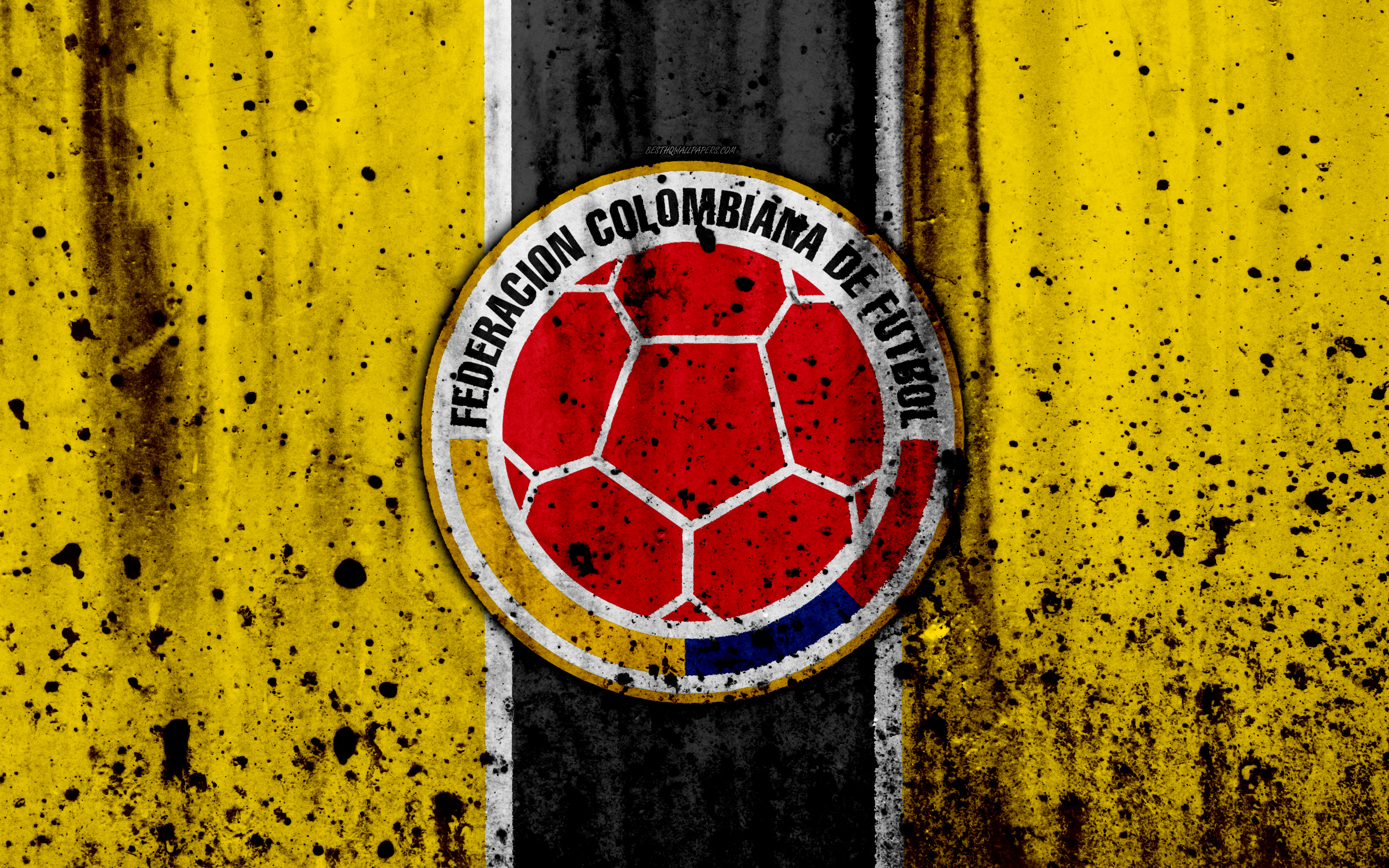 Colombia National Football Team, 4k, Emblem, Grunge, Fondos De