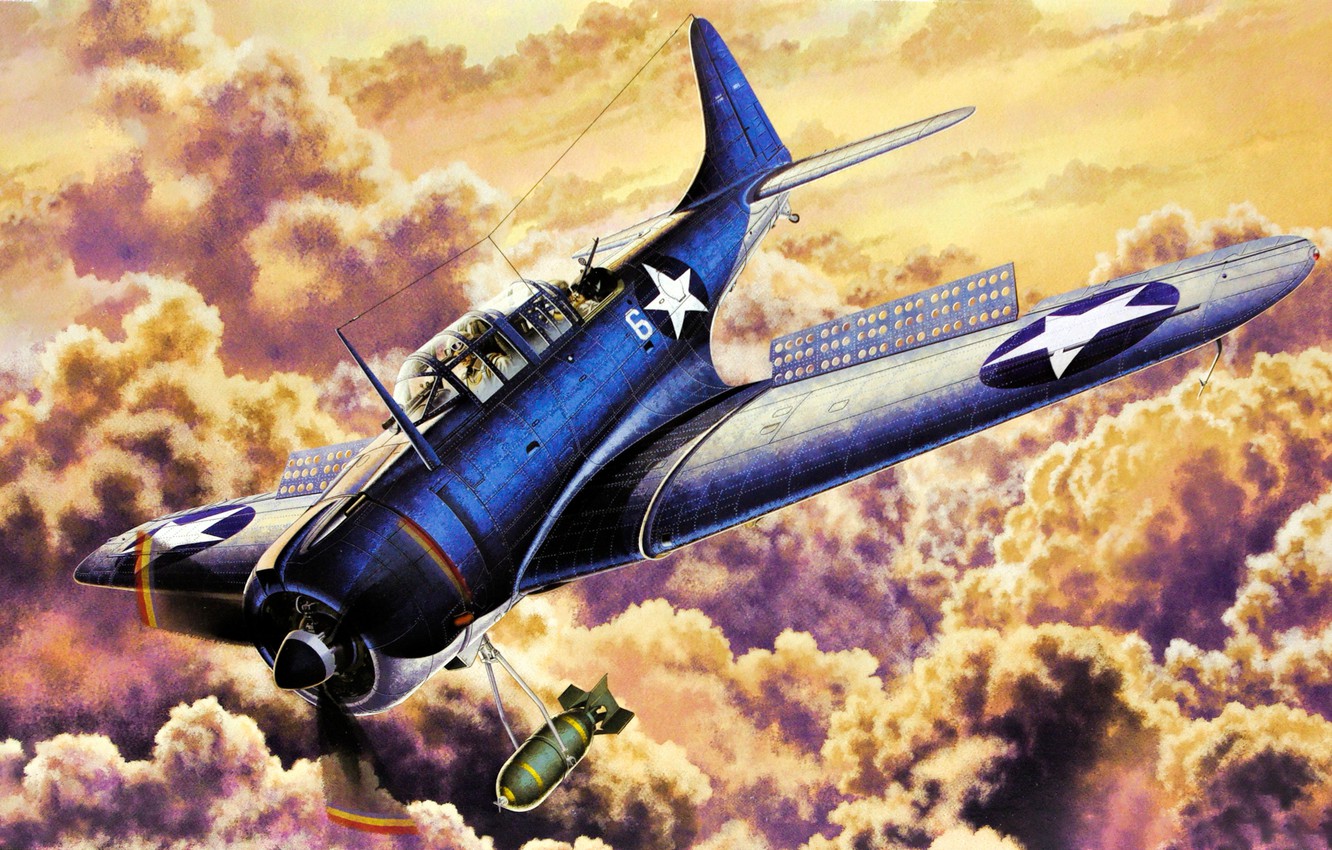 Photo Wallpaper War, Art, Airplane, Painting, Aviation, - Dauntless 1 48 Academy , HD Wallpaper & Backgrounds