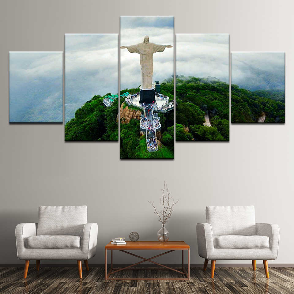 Canvas Painting Christ The Redeemer 5 Pieces Wall Art - Obraz Na Płótnie Fc Barcelona , HD Wallpaper & Backgrounds
