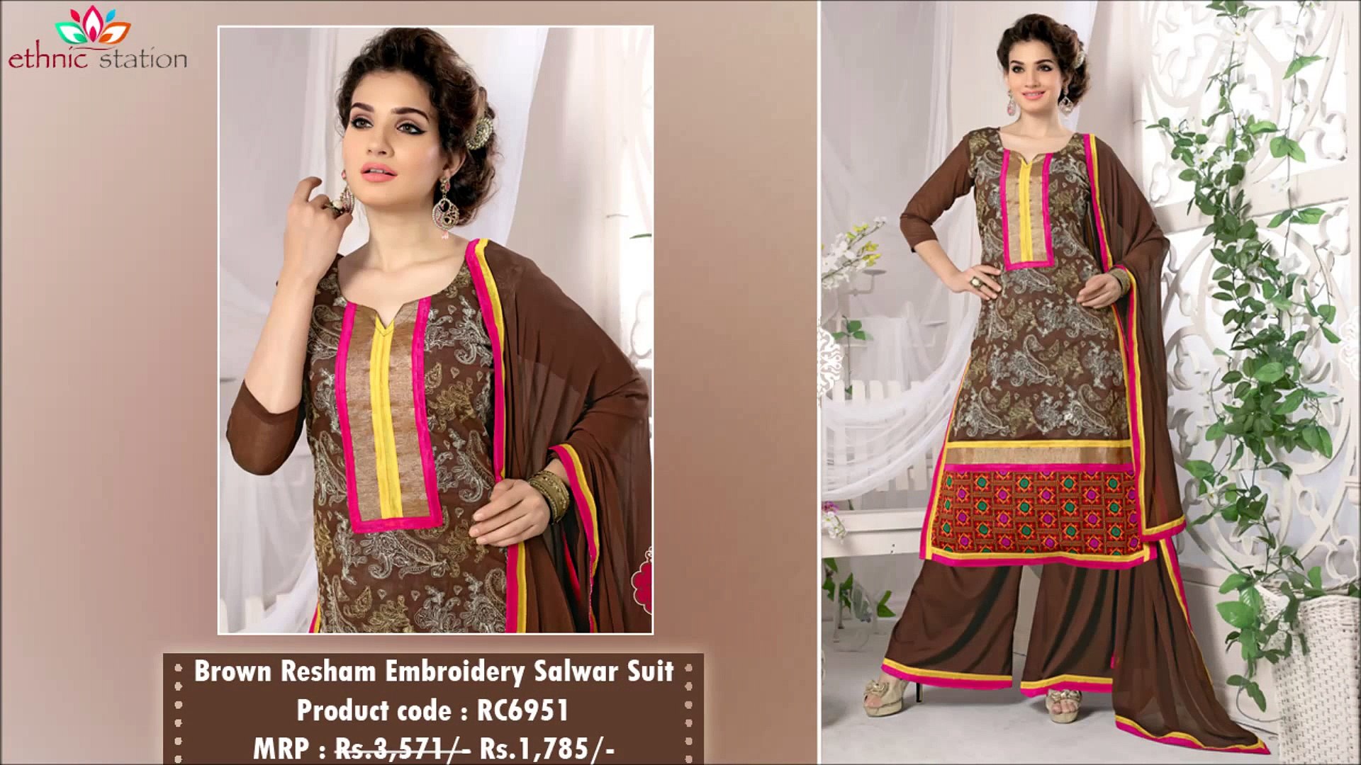 Resham Embroidery & Cotton Lace Salwar Suits By Ethnicstation - Silk , HD Wallpaper & Backgrounds
