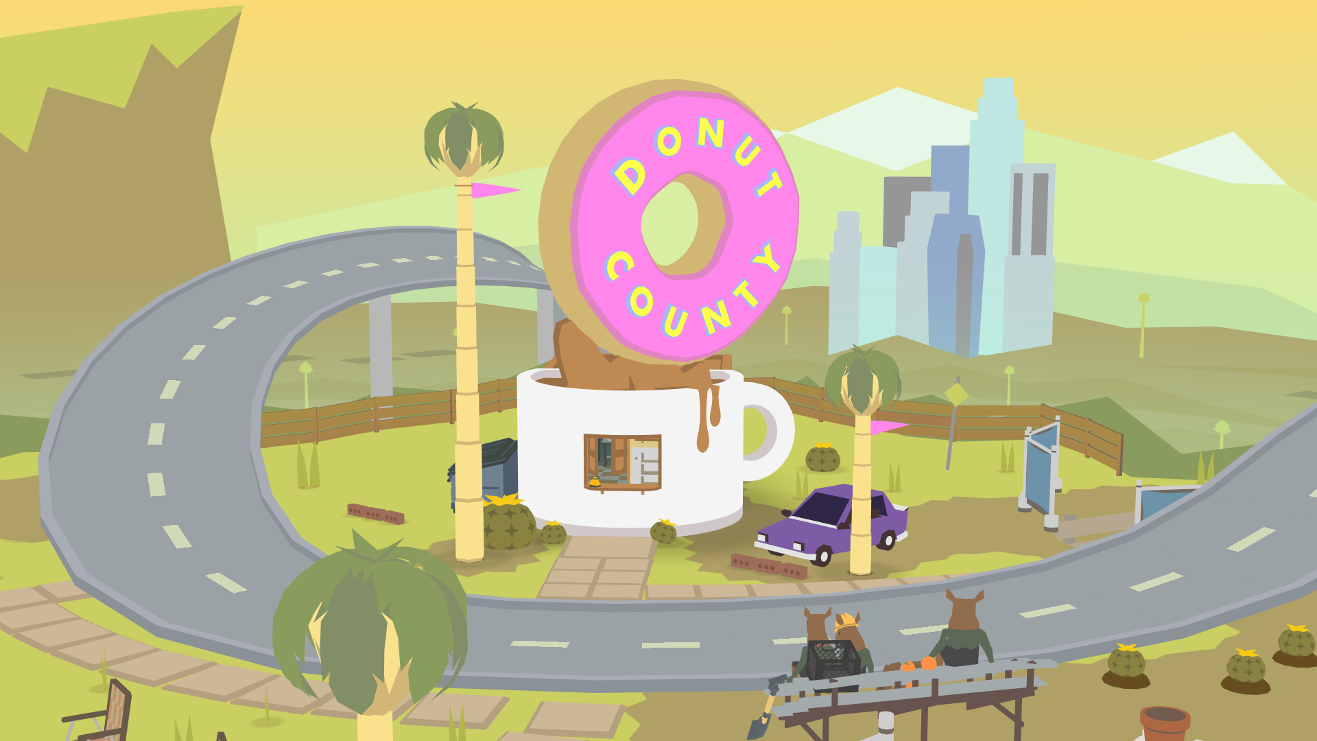 Meet The Locals, Steal Their Trash, And Throw Them - Donut County Ps4 , HD Wallpaper & Backgrounds