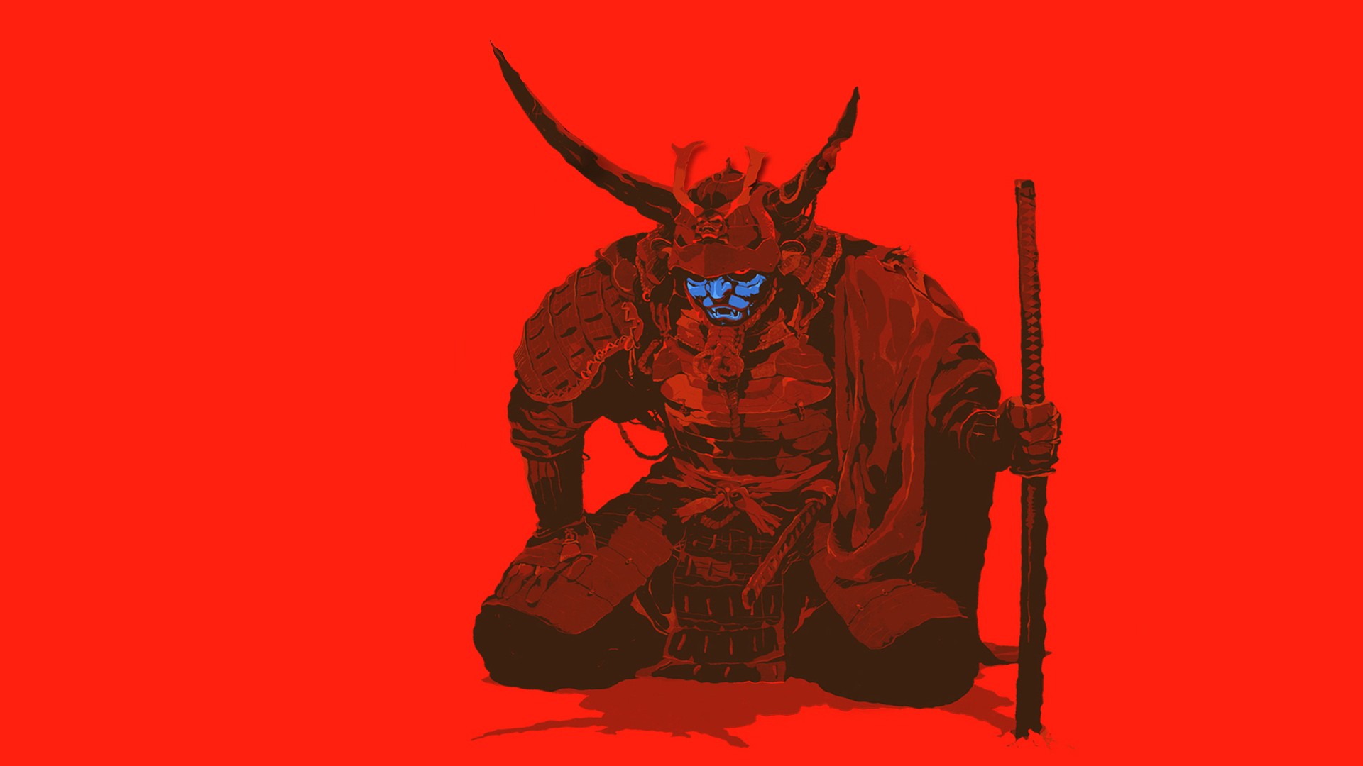 #artwork, #simple Background, #sword, #samurai, #red, - Cannibal Ox Blade Of The Ronin , HD Wallpaper & Backgrounds