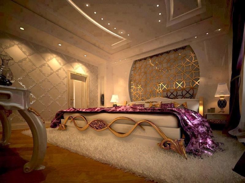 Romantic Bedroom Design Ideas Suare Wooden Stained - ديكور غرف نوم ذهبي , HD Wallpaper & Backgrounds