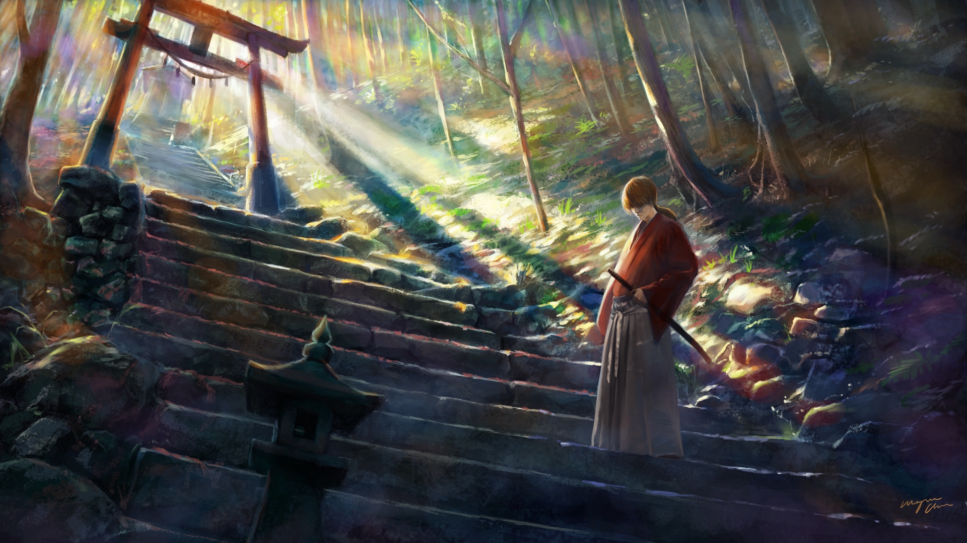 Wallpaper Rurouni Kenshin, Himura Kenshin, Samurai, - Rurouni Kenshin Background , HD Wallpaper & Backgrounds
