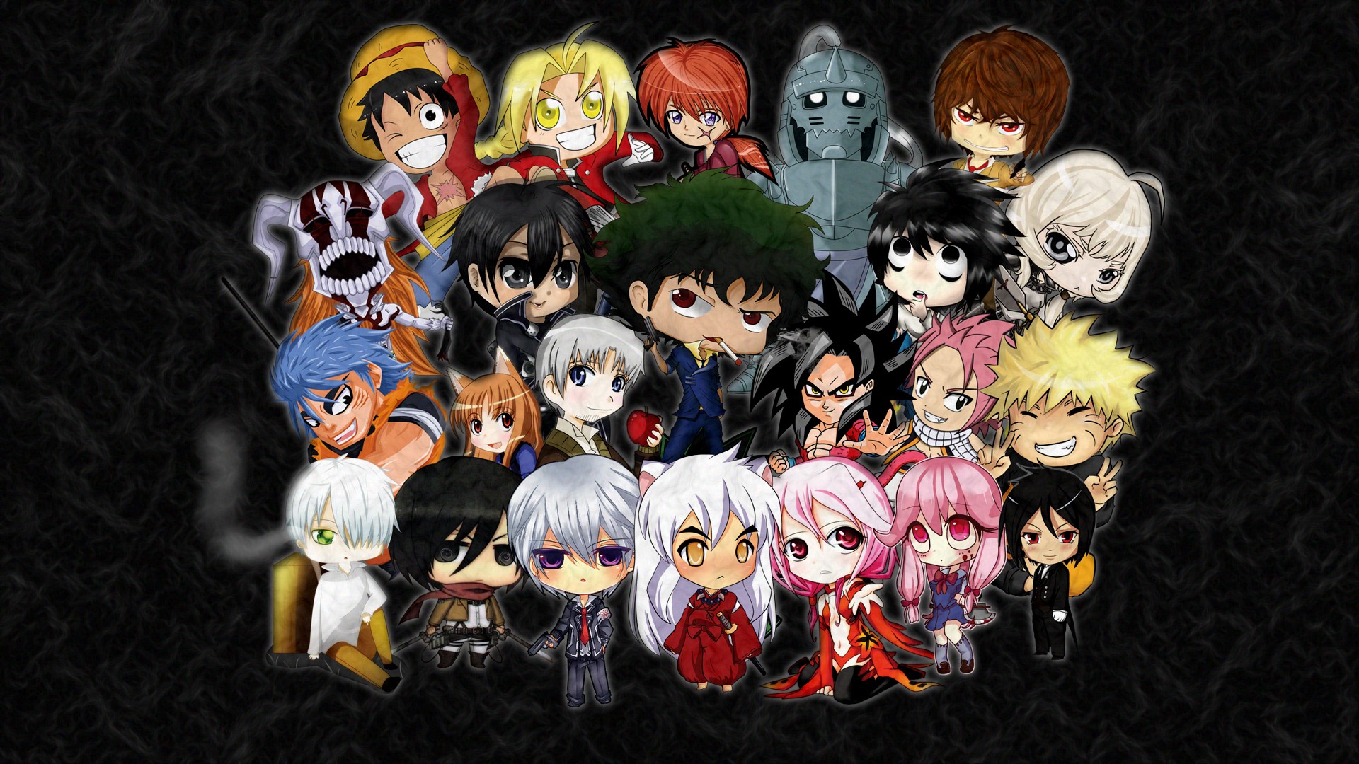 #uzumaki Naruto, #himura Kenshin, #mikasa Ackerman, - 1920 X 1080 Chibi Anime , HD Wallpaper & Backgrounds