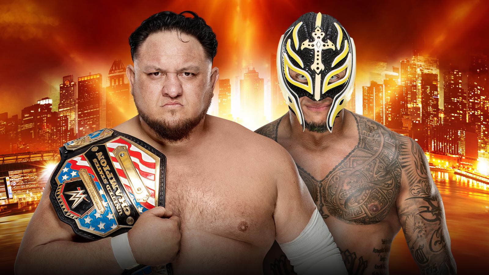 Rey Mysterio And Samoa Joe Battle At Wwe 'wrestlemania - Wrestlemania 35 Match Card , HD Wallpaper & Backgrounds