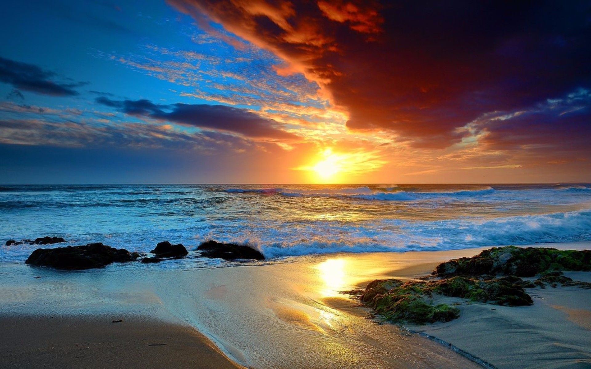 Mesmerizing Beach Sunset Hd Wallpaper - Beach Sunset Wallpaper Hd , HD Wallpaper & Backgrounds
