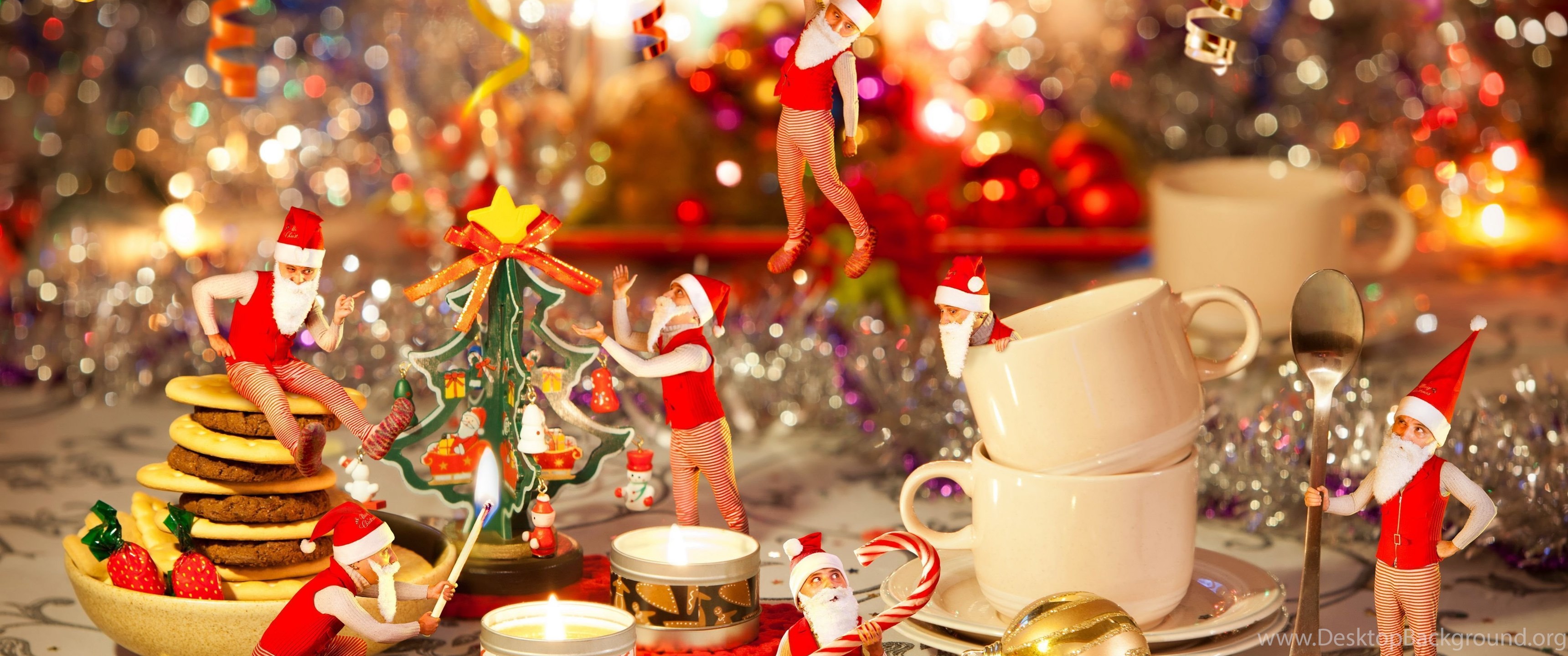 Widescreen - Red Gold Christmas Table Decorations , HD Wallpaper & Backgrounds