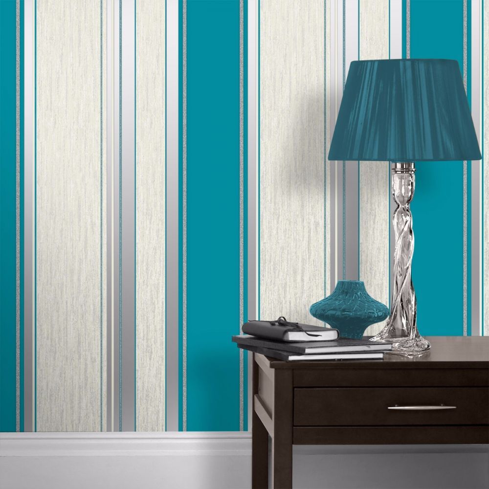 Vymura Synergy Stripe Wallpaper Teal M0801 - Teal Wallpaper For Living Room , HD Wallpaper & Backgrounds