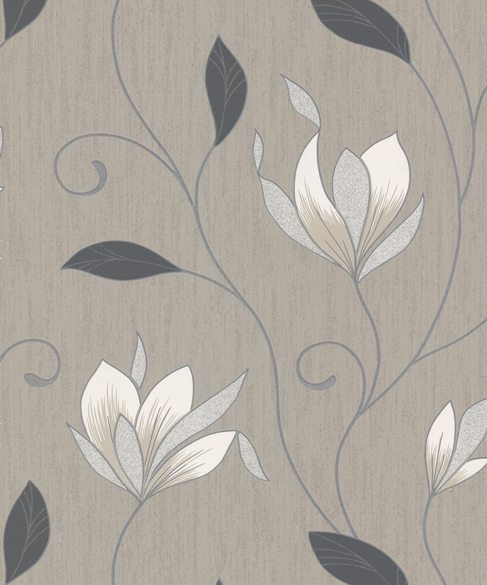 Vymura Synergy Glitter Floral Wallpaper Taupe / Cream - Wallpaper , HD Wallpaper & Backgrounds