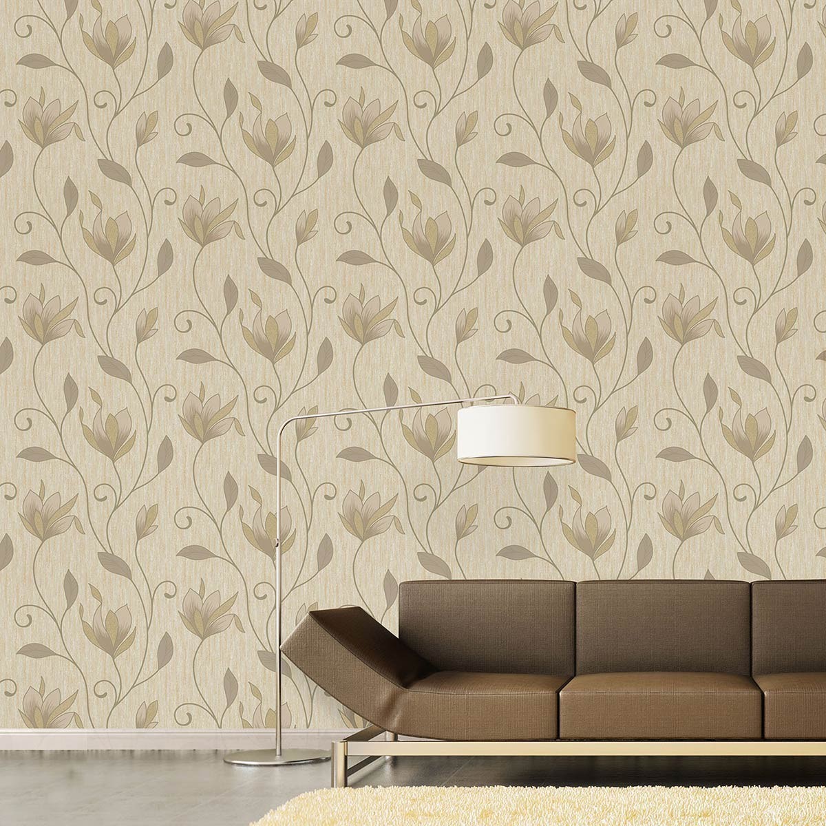 Synergy Glitter Floral Trail Soft Gold Wallpaper By - Wallpaper , HD Wallpaper & Backgrounds