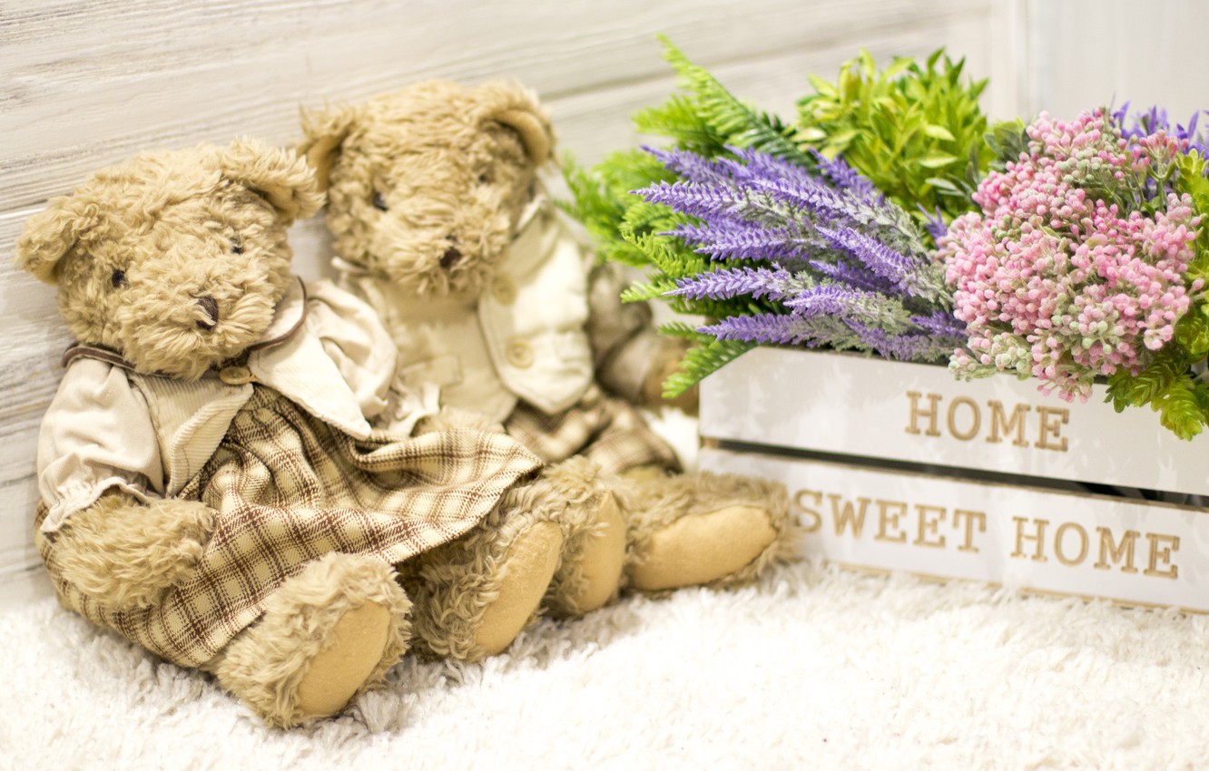 Photo Wallpaper Love, Flowers, Toy, Bouquet, Bear, - Bouquet , HD Wallpaper & Backgrounds