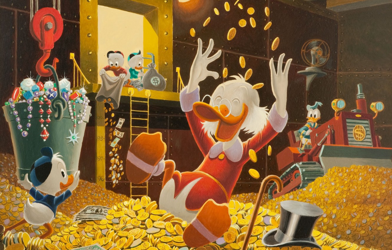 Photo Wallpaper Coins, Disney, Scrooge Mcduck, Ducktales, - Donald Duck With Money , HD Wallpaper & Backgrounds