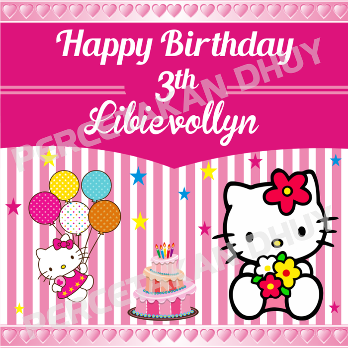 Banner Ulang Tahun Tema Hello Kitty - Hello Kitty , HD Wallpaper & Backgrounds