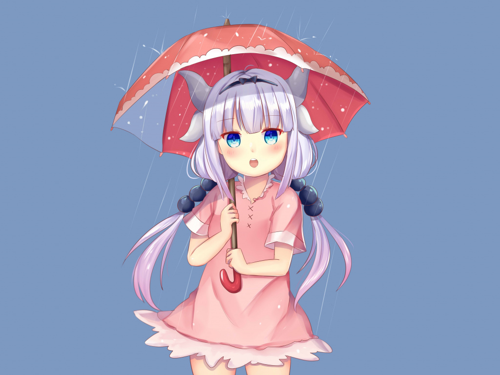 Downaload Curious, Kanna Kamui With Umbrella, Kobayashi-san - Anime Girl Wallpaper Iphone 7 , HD Wallpaper & Backgrounds