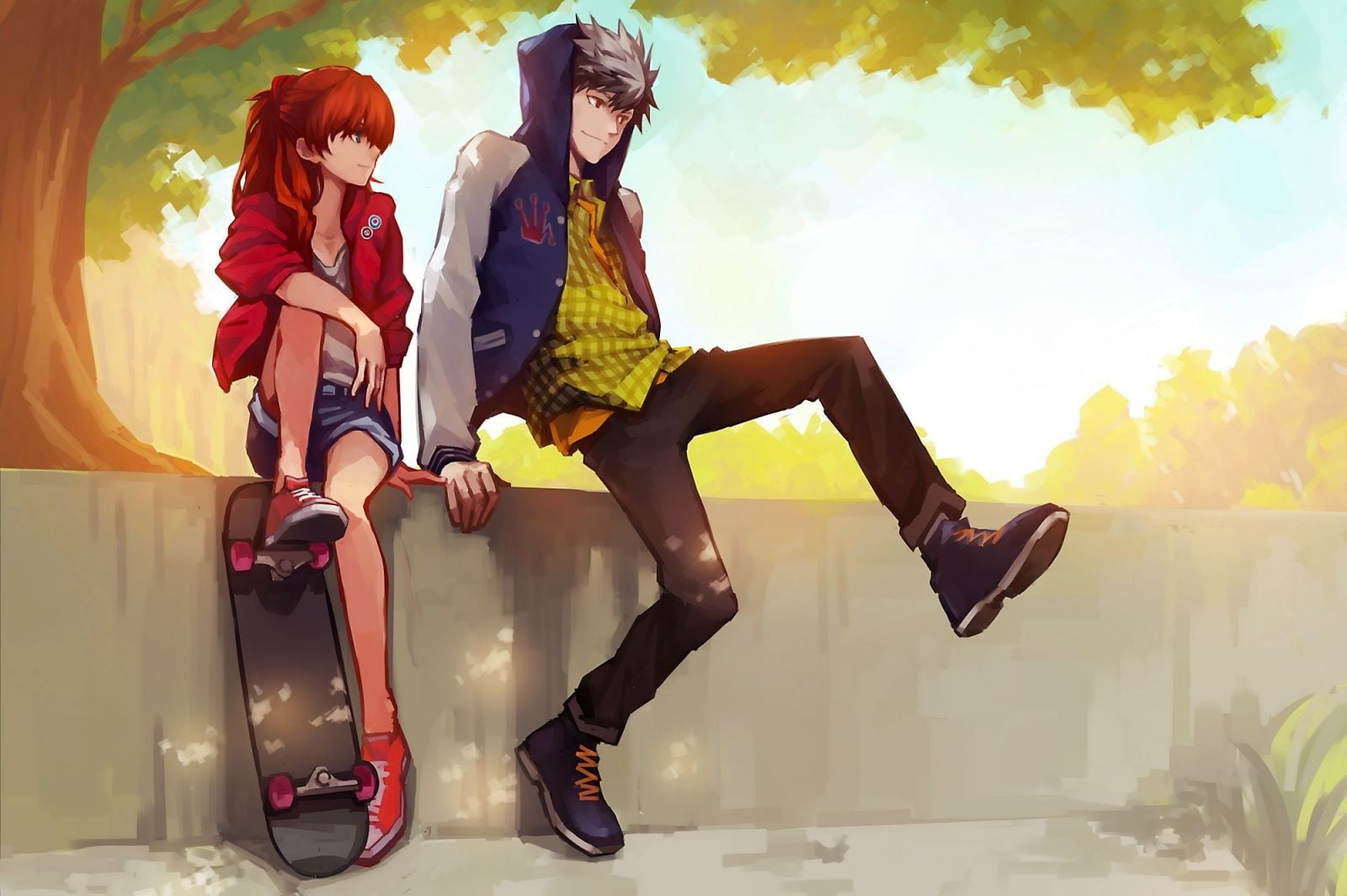 Neon Genesis Evangelion, Skateboard, Kaoru Nagisa, - Anime Skater , HD Wallpaper & Backgrounds