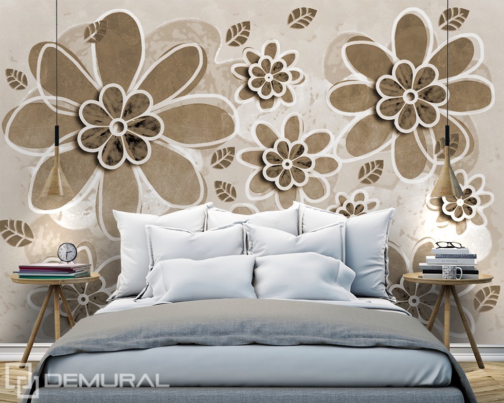 Draw Some Flowers For Me Sepia Wallpaper Mural Photo - Cuadros Grandes Para Dormitorios , HD Wallpaper & Backgrounds