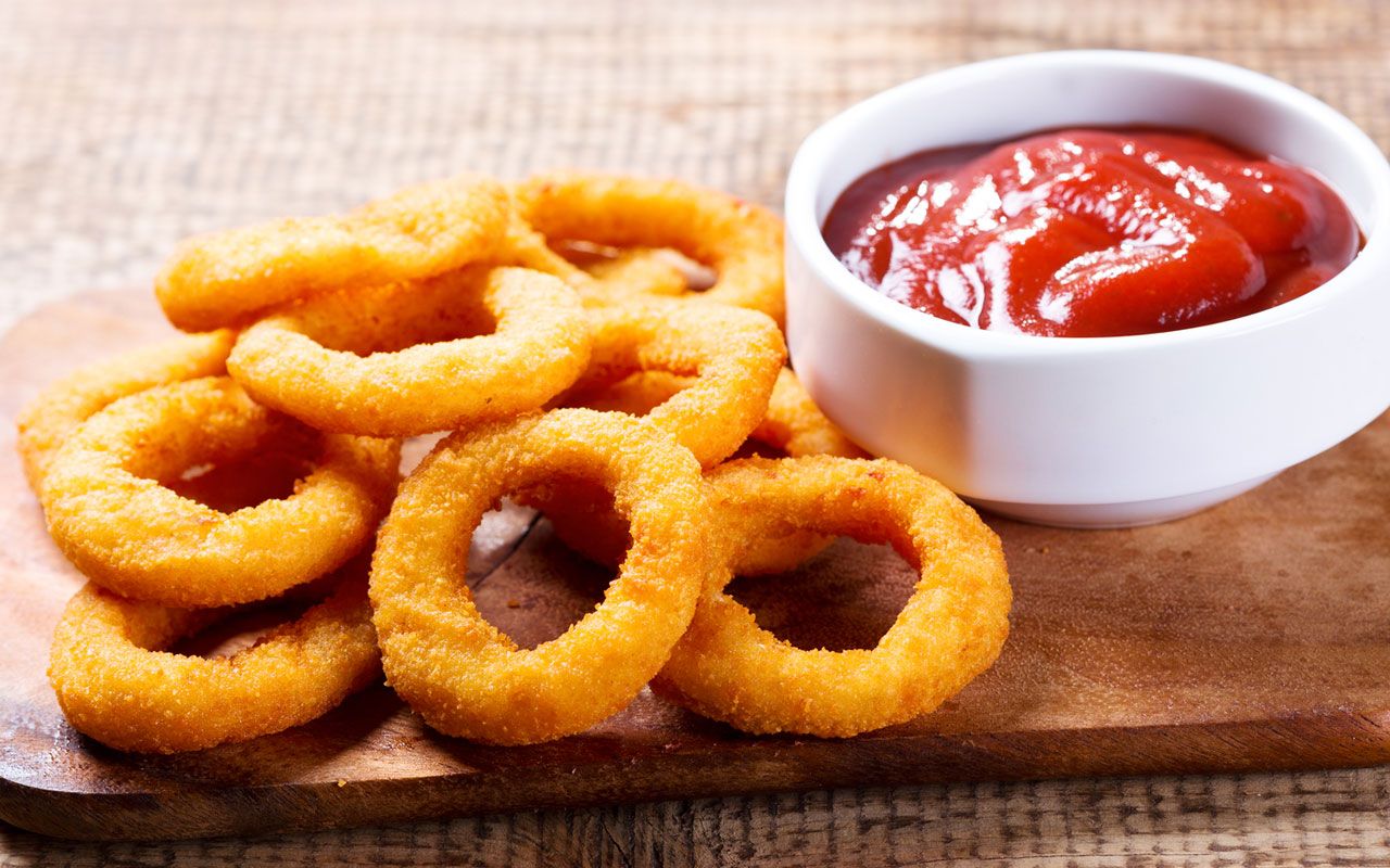 Onion Rings Wallpapers High Quality - Onion Rings With Ketchup , HD Wallpaper & Backgrounds