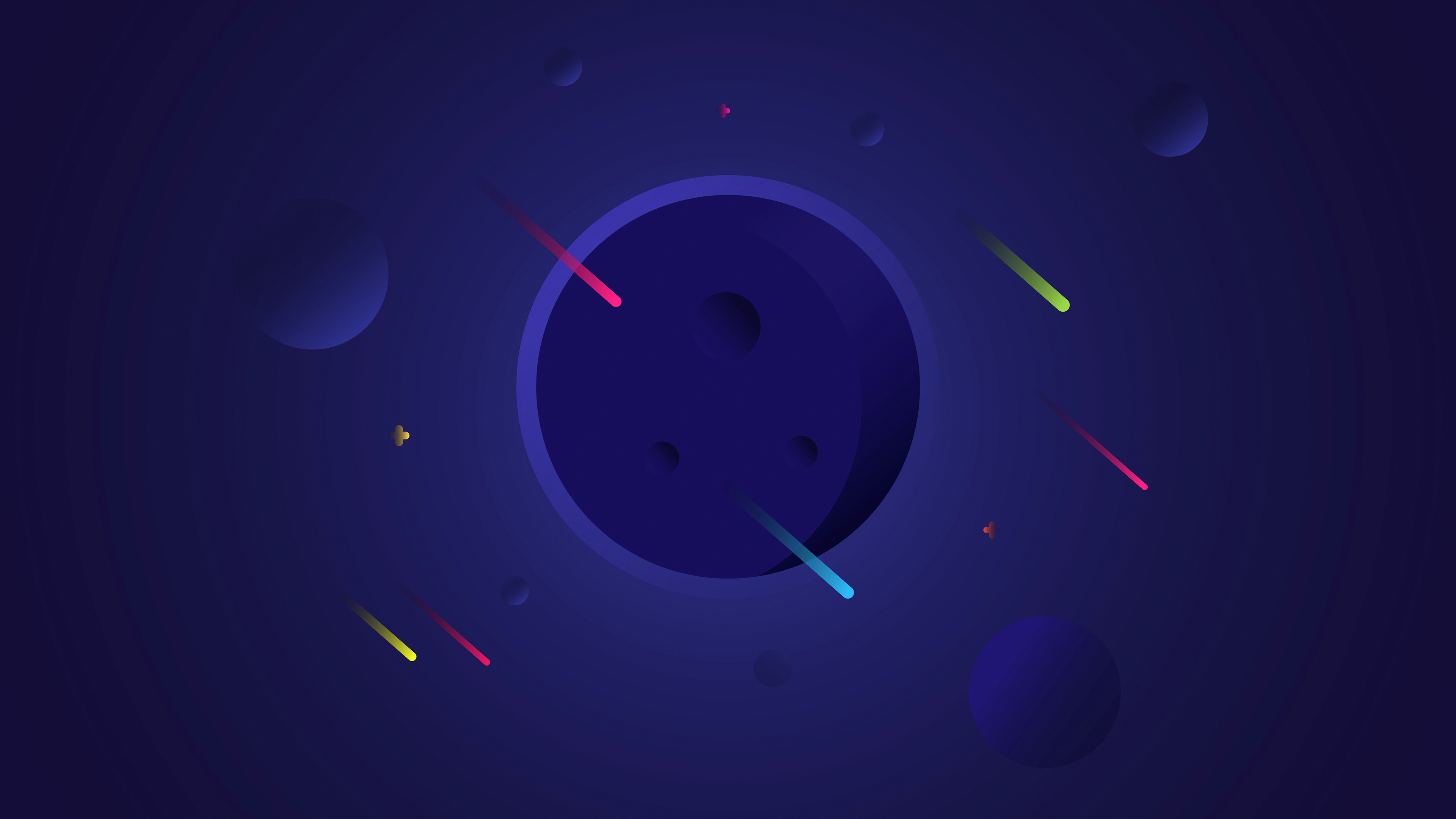 Planets, Blue, Falling Stars, Minimal, 4k - Space Minimalist Wallpaper 4k , HD Wallpaper & Backgrounds