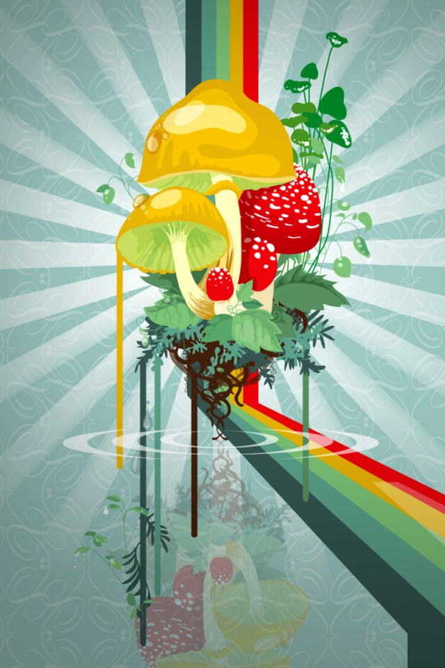 Creative Shroom Rainbow Iphone4 Wallpaper - Creative Summer , HD Wallpaper & Backgrounds