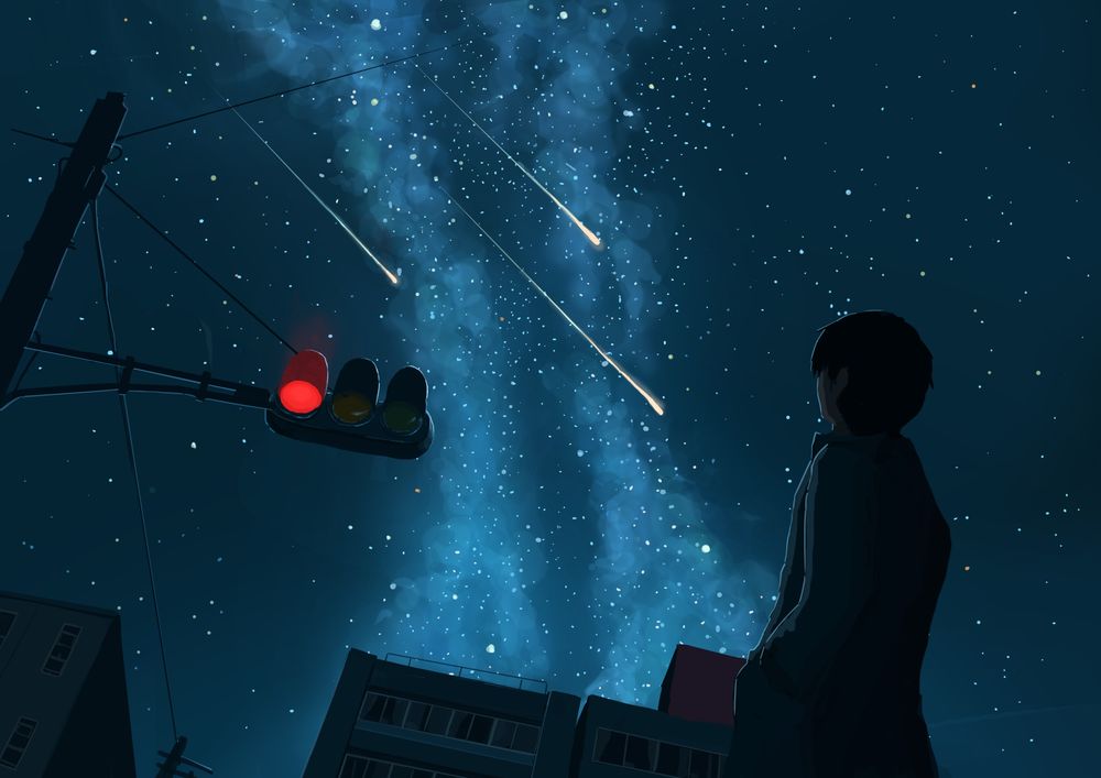 Wallpaper Boy Looking At Falling Stars, Standing On - Boy Looking At Stars , HD Wallpaper & Backgrounds
