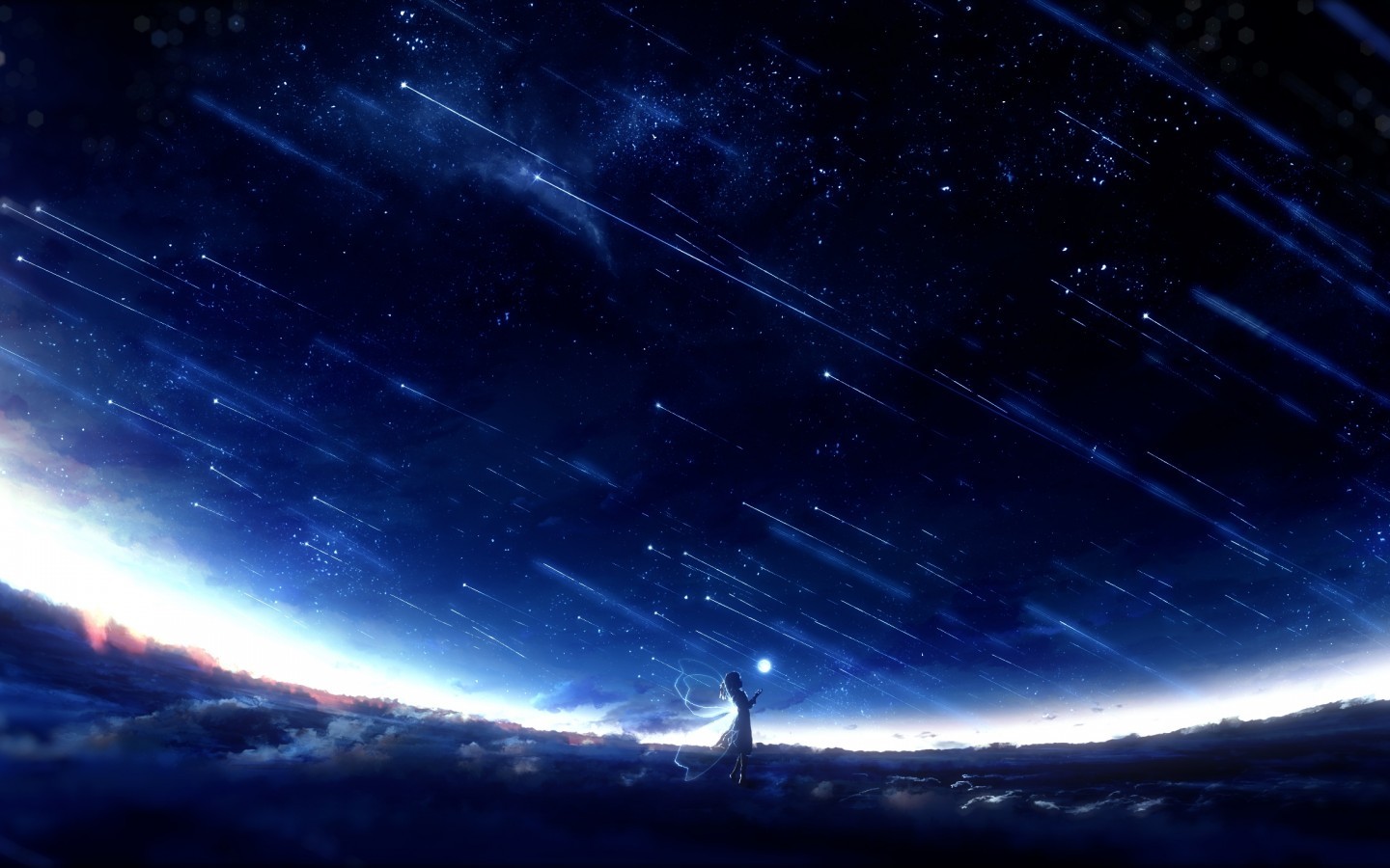 Anime Fairy Girl, Wings, Beyond The Clouds, Falling - Art Anime Night Sky , HD Wallpaper & Backgrounds