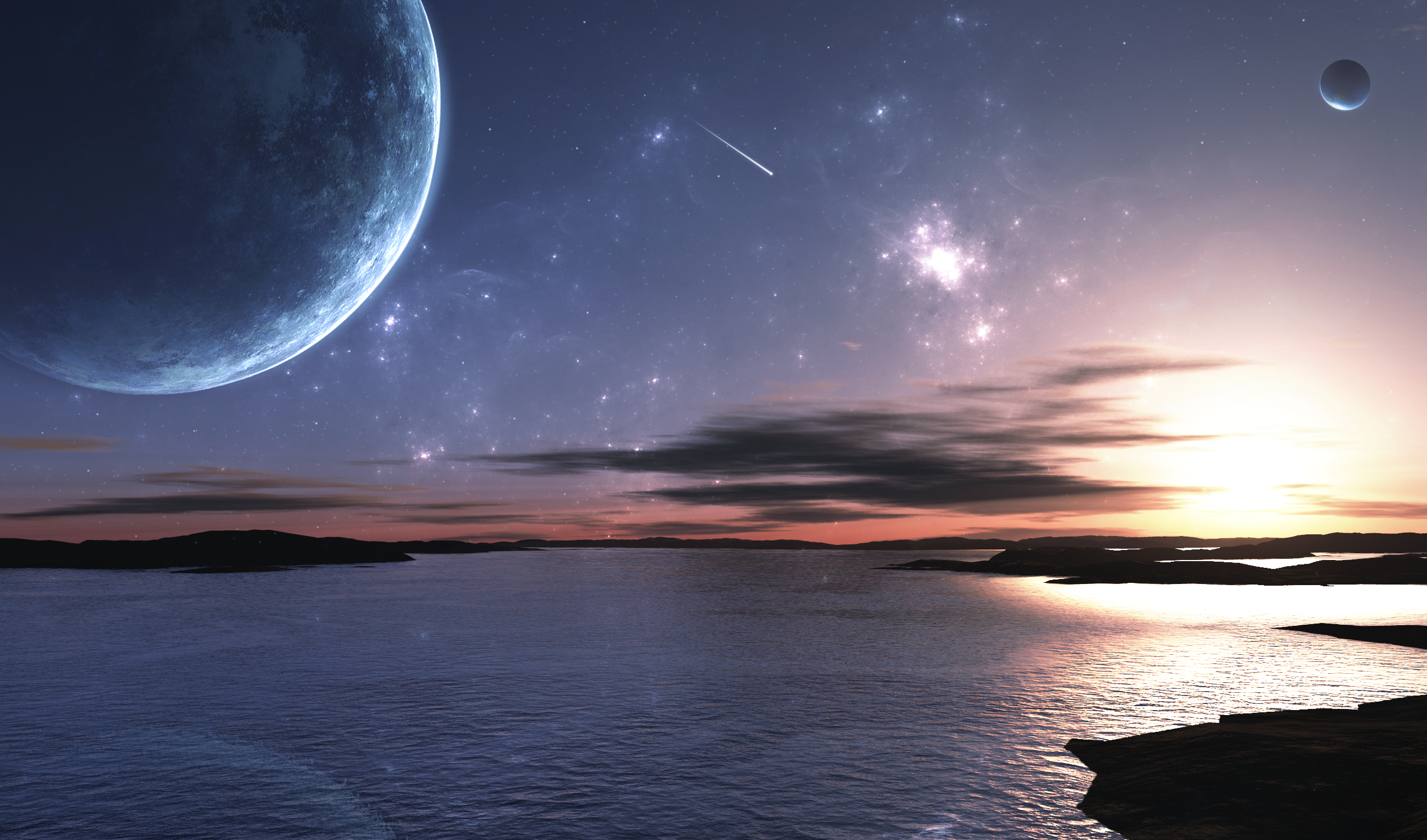 Falling Stars Clipart Pretty Star - Space And Ocean Background , HD Wallpaper & Backgrounds
