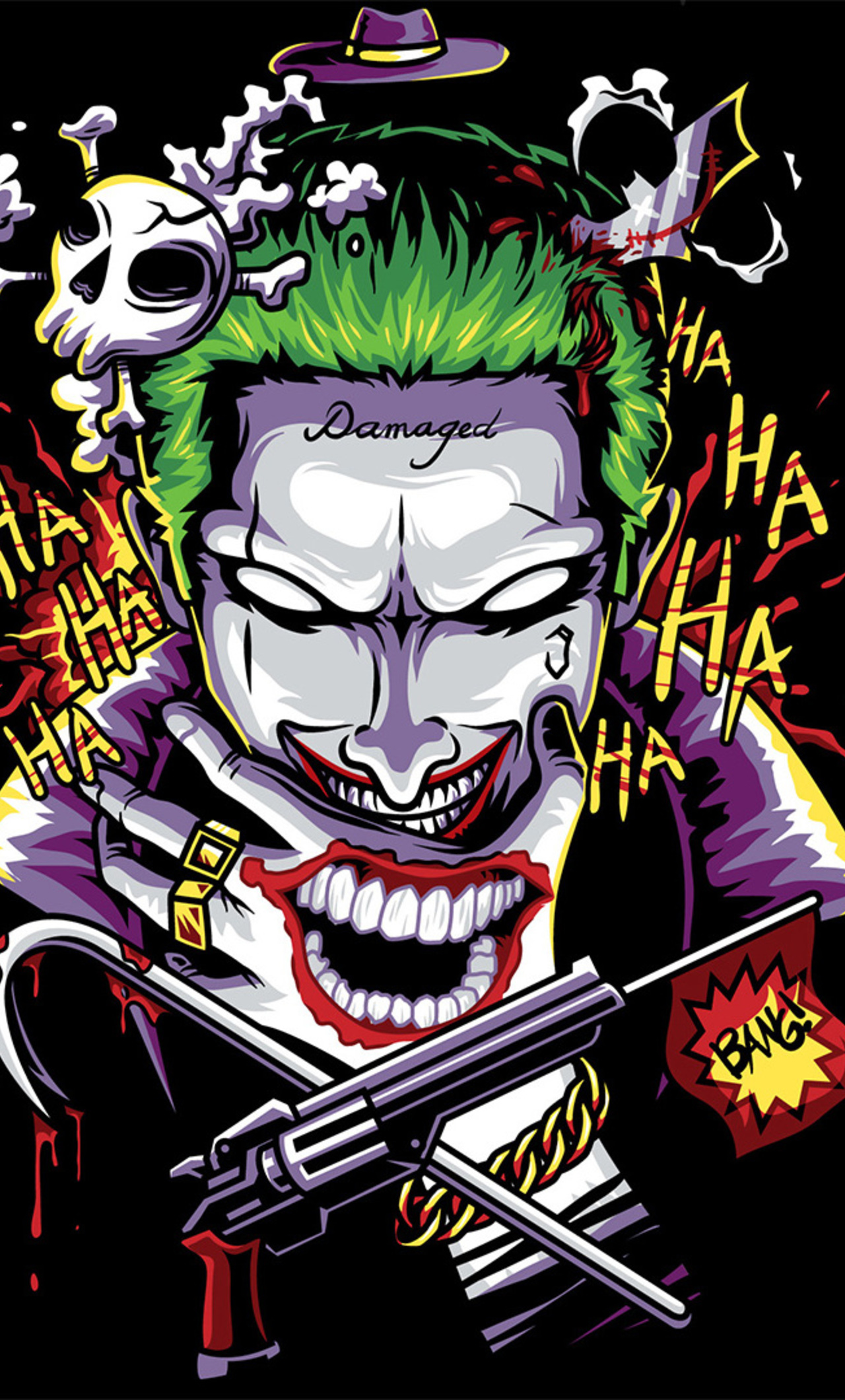 Joker Damage Art - Bang Bang Joker , HD Wallpaper & Backgrounds