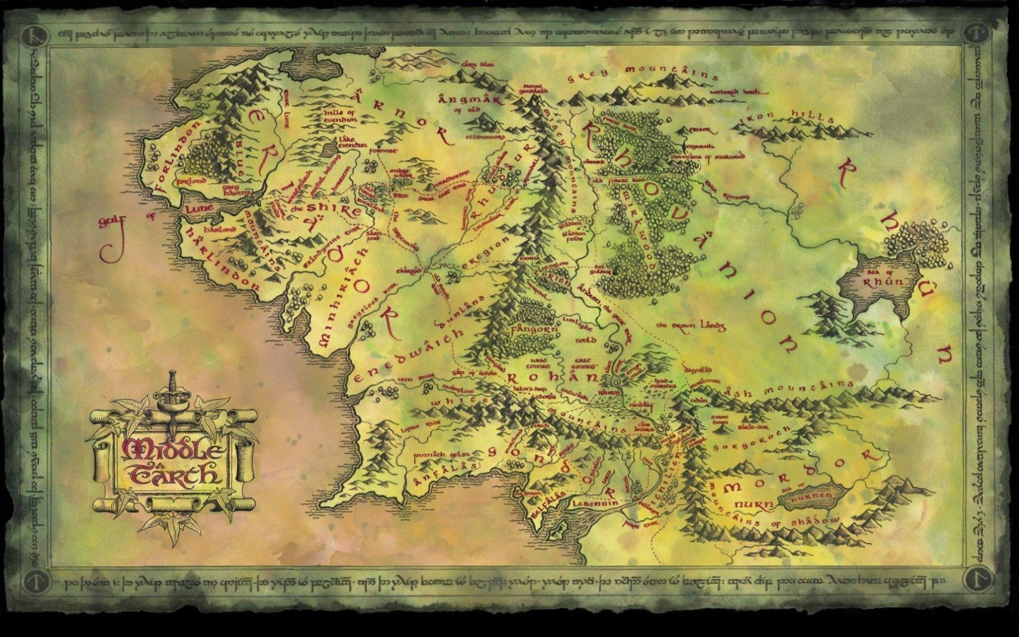 The Lord Of The Rings Middle Earth Wallpaper And Background - Lord Of The Rings Map Hd , HD Wallpaper & Backgrounds
