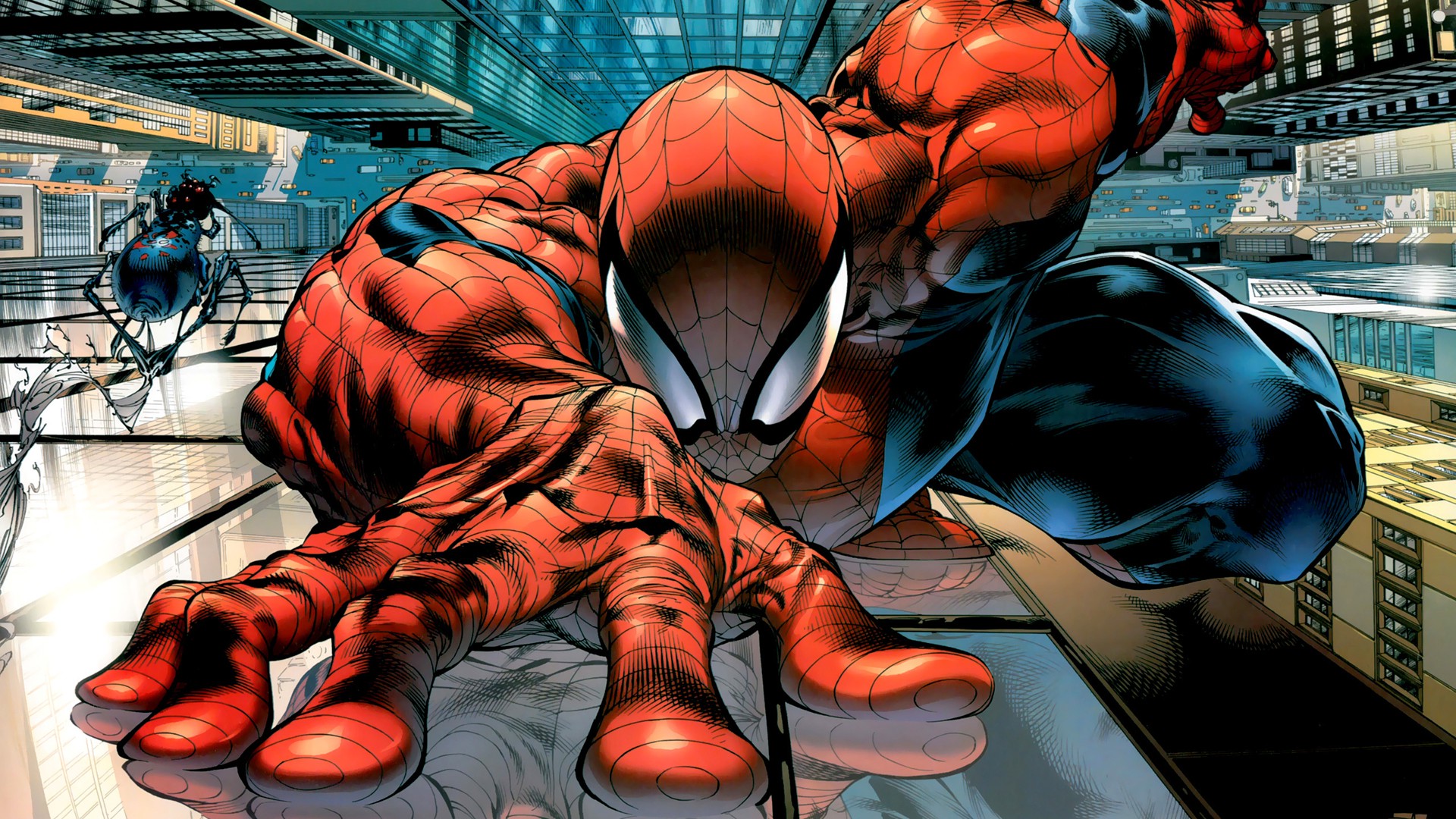 Spider Man, Comic Art, Comics, Superhero, Marvel Comics - Spiderman Climbing A Building , HD Wallpaper & Backgrounds