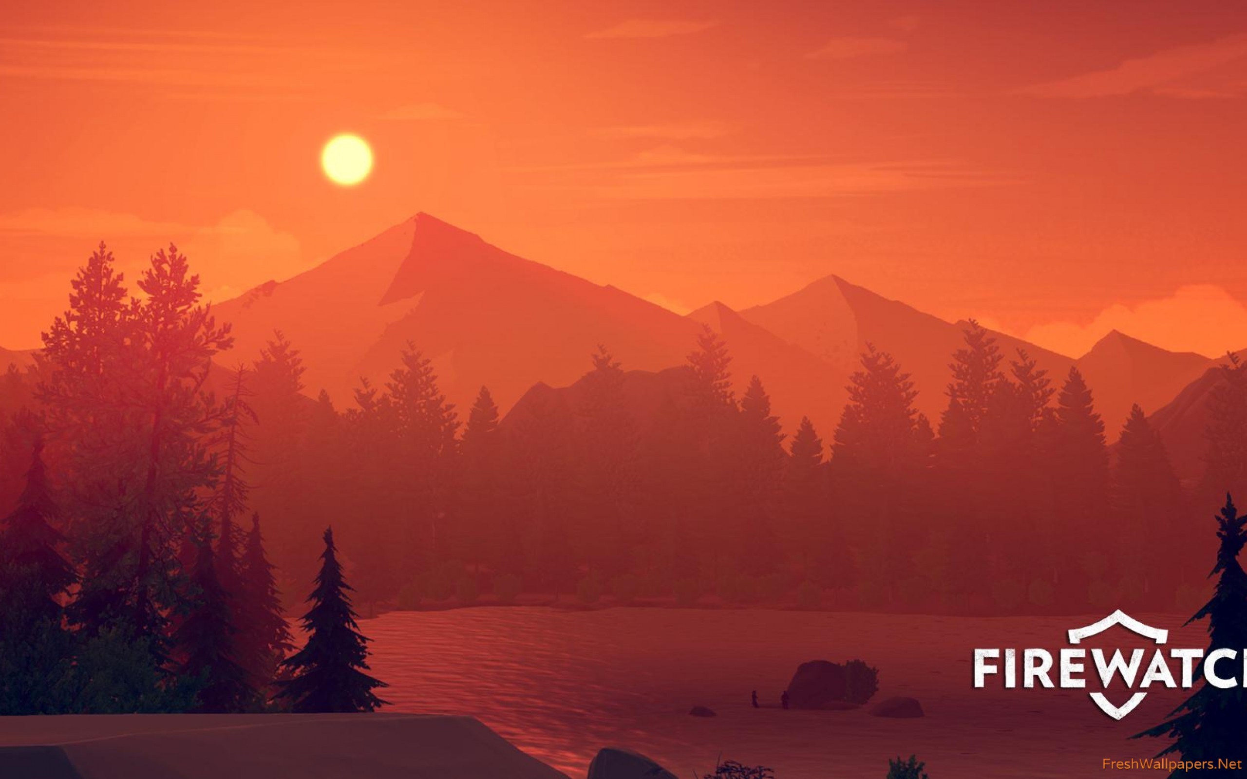 Orange Sunset Over The Lake - Sunset Firewatch , HD Wallpaper & Backgrounds