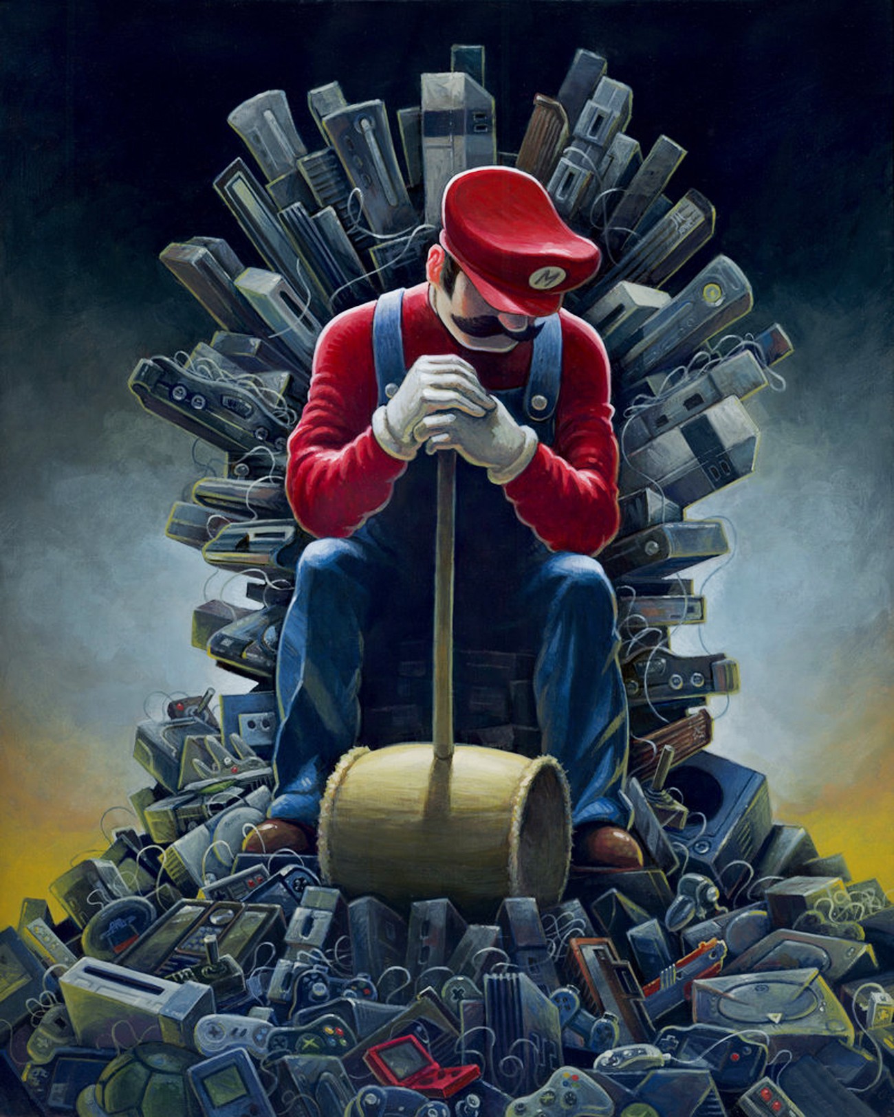 Super Mario Game Of Thrones Crossover Iron Throne Hammer - Mario On A Throne , HD Wallpaper & Backgrounds