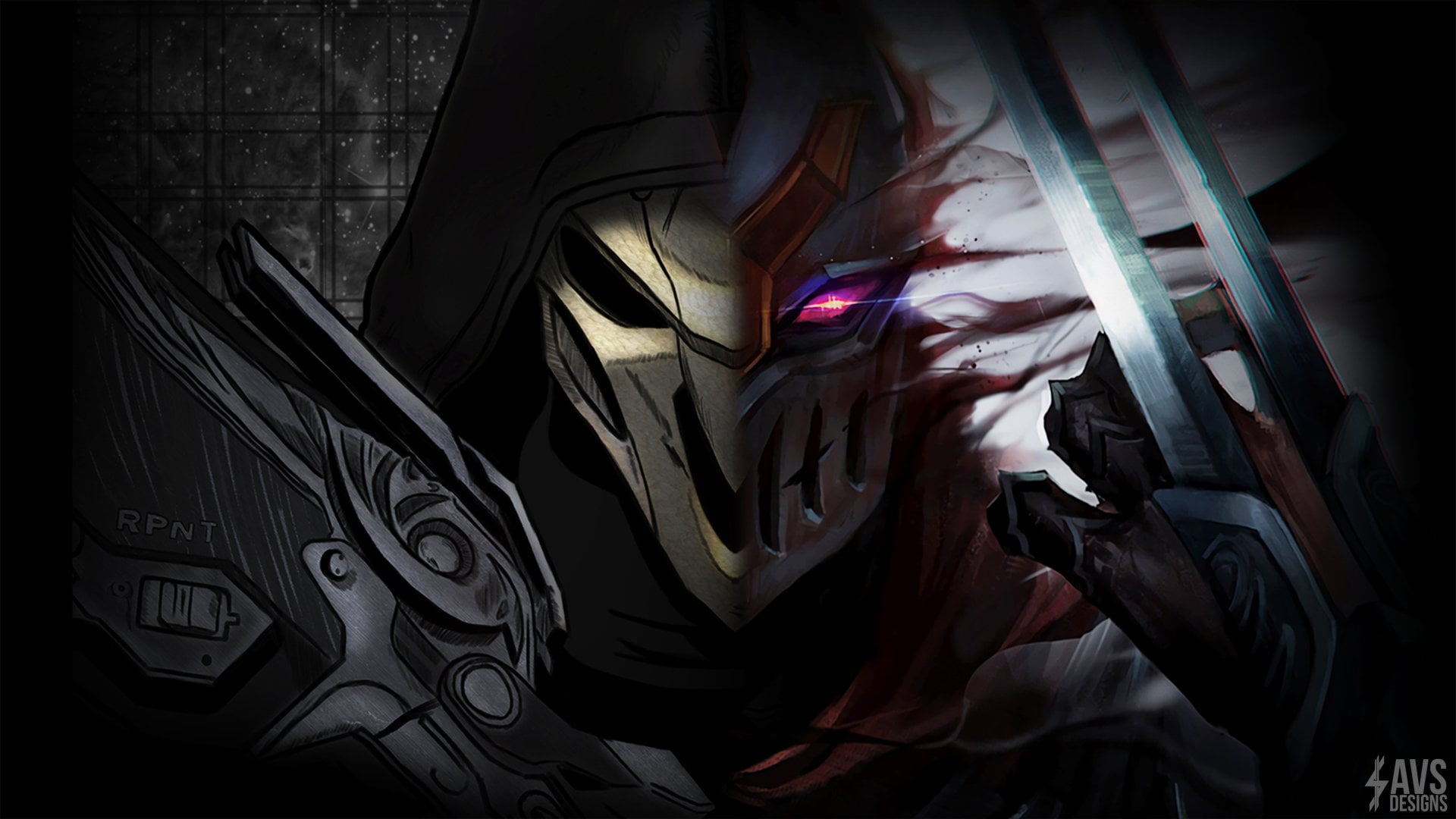 Video Game, Crossover, League Of Legends, Overwatch, - Overwatch Reaper Wallpaper 4k , HD Wallpaper & Backgrounds