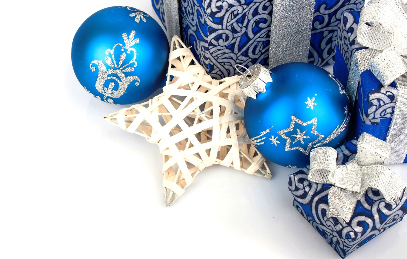 Photo Wallpaper Decoration, Balls, New Year, Christmas, - New Year Decoration Blue , HD Wallpaper & Backgrounds