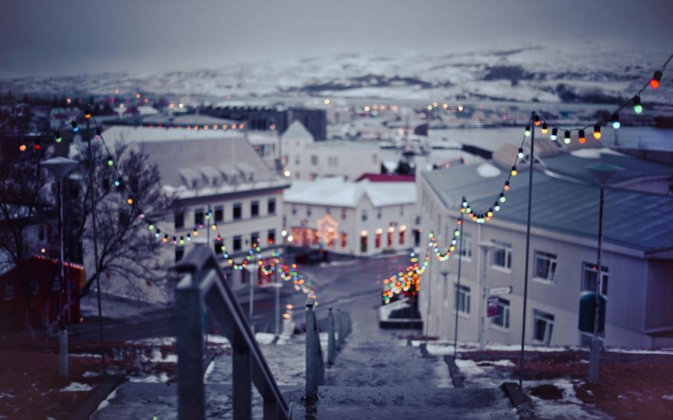 Winter, City, Christmas, Lights, Bokeh, New Year Wallpaper - Akureyri , HD Wallpaper & Backgrounds