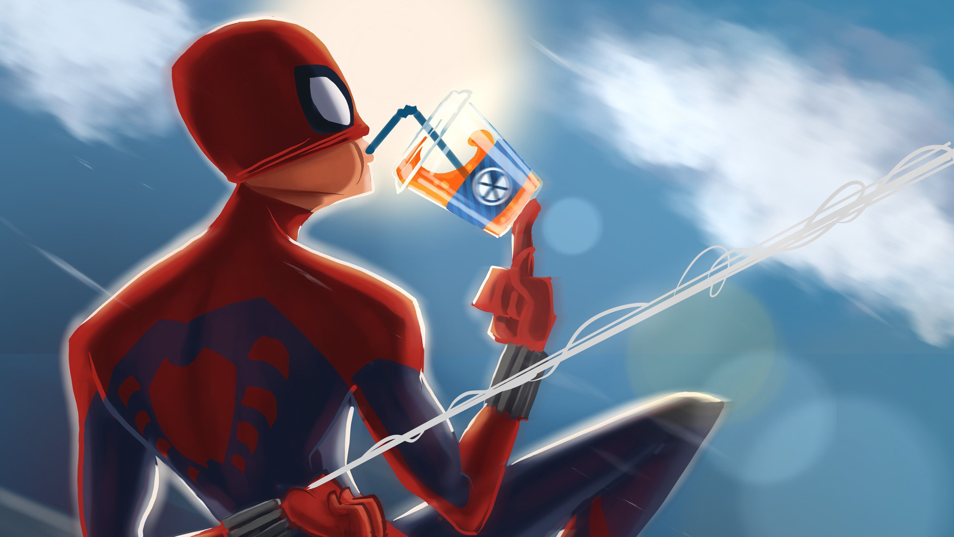 Spiderman Drinking Soda , HD Wallpaper & Backgrounds