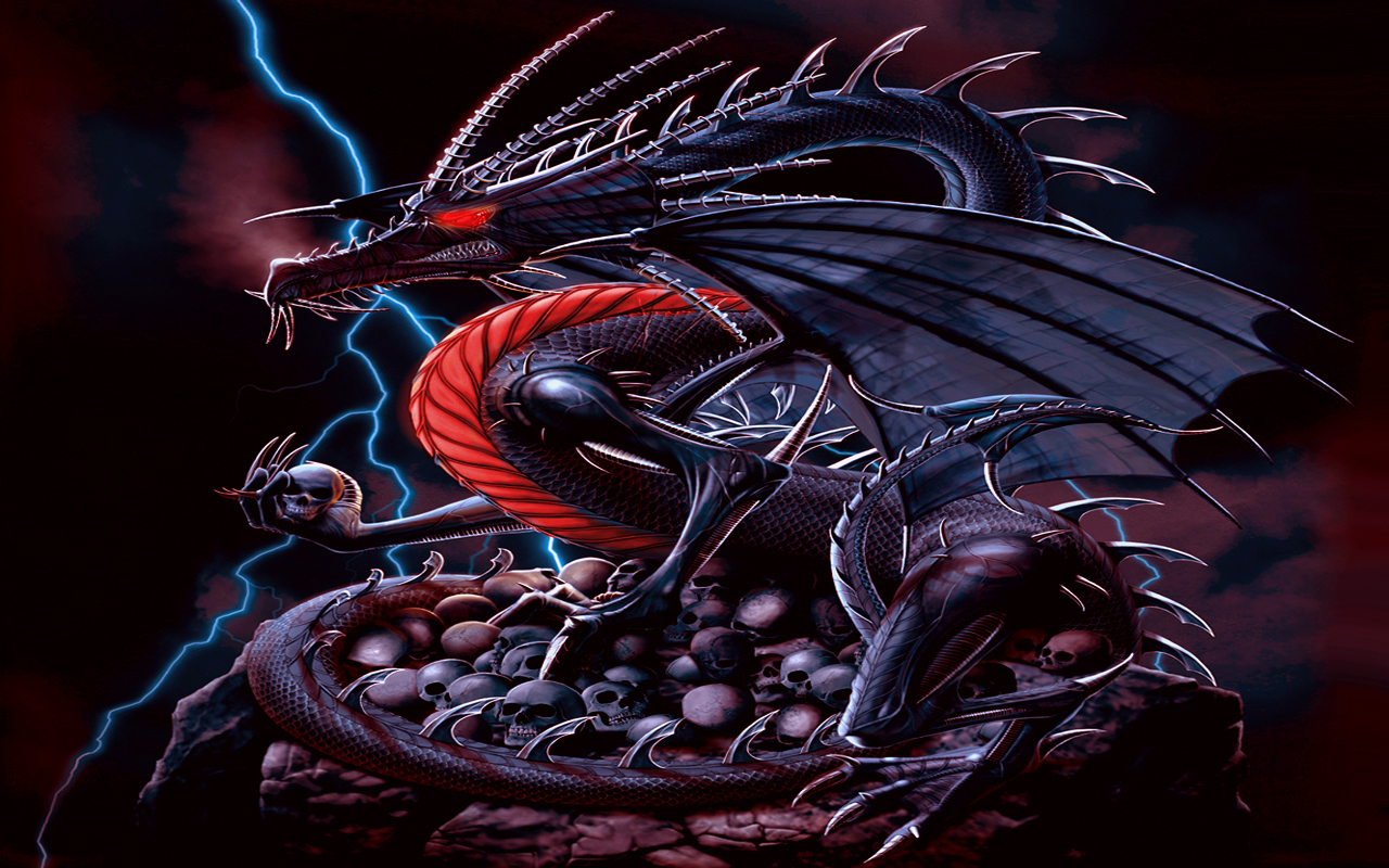 Evil Dragon Wallpaper - Blue Lightning Dragon , HD Wallpaper & Backgrounds