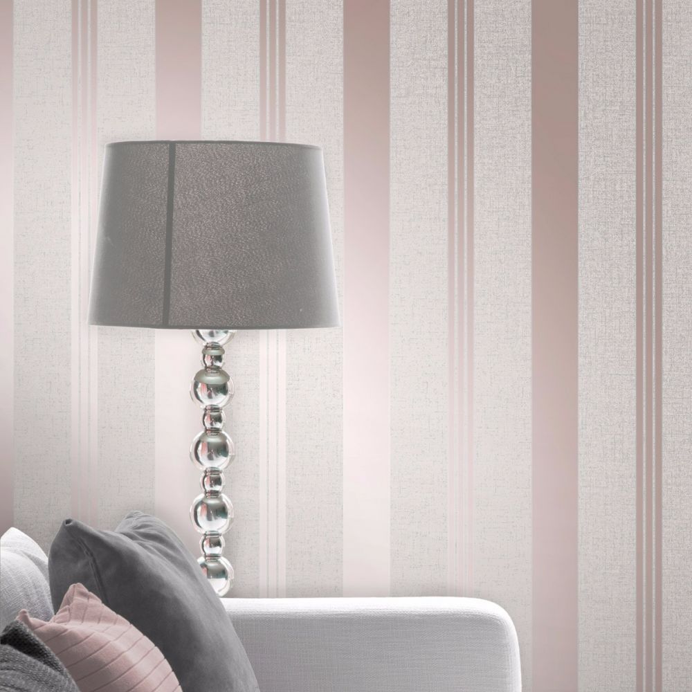 Fine Decor Quartz Stripe Wallpaper Rose Gold Fd42205 - Rose Gold And Grey Striped , HD Wallpaper & Backgrounds