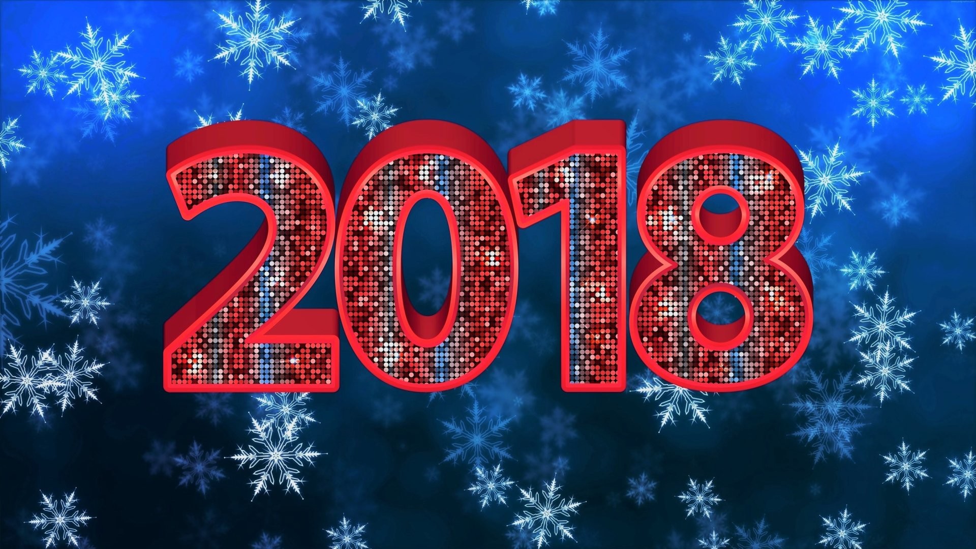 New Year 2018 Feiertage Neujahr Snowflake Blau Rot - New Year 2018 Background , HD Wallpaper & Backgrounds