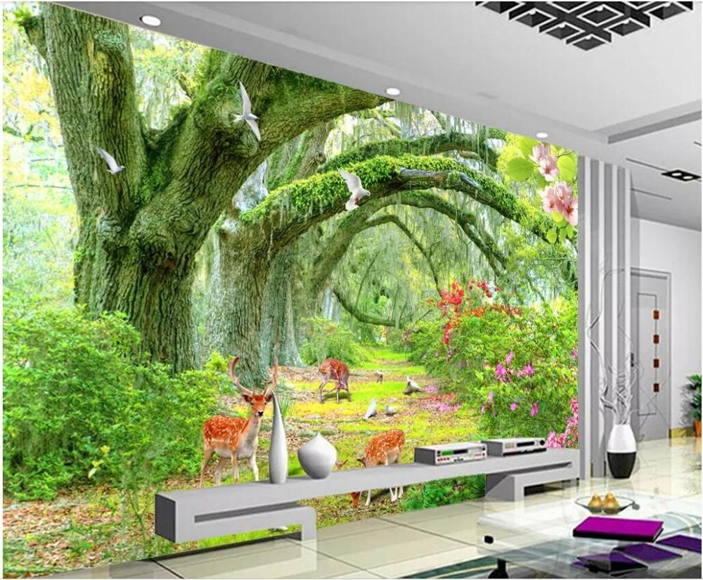 3d Photo Wallpaper Custom Mural Woodland Meadow Landscape - Living Room 3d Painting On Wall , HD Wallpaper & Backgrounds