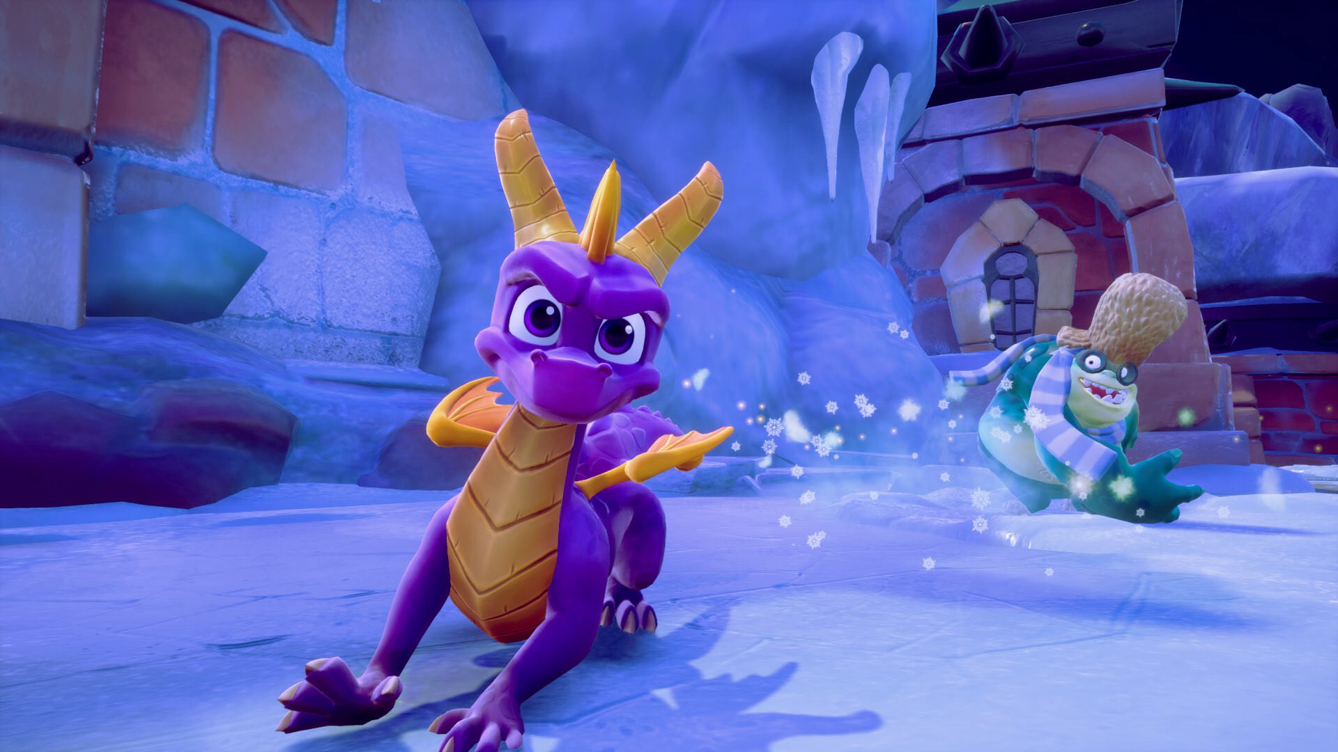 Spyro Running From Snowball Gnorc - Spyro Reignited Trilogy Ice Cavern , HD Wallpaper & Backgrounds